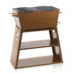 Holzkohle Grillwagen und Feuerstelle 2in1, Rostoptik, 77 x 44 x 84 cm, inkl. Grillrost und Grillplatte Gusseisen