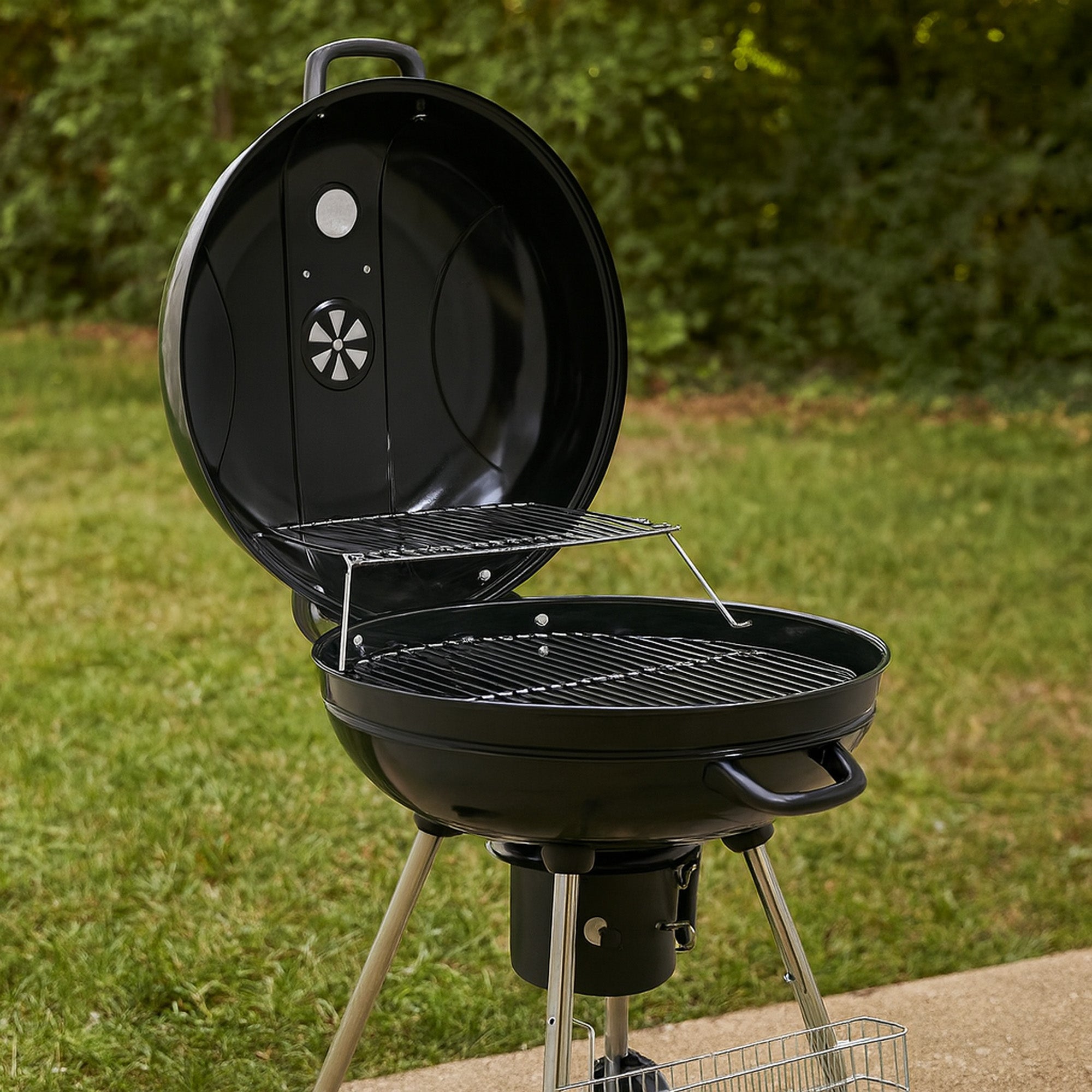 Barbecue à charbon, Ø 57 cm, couvercle inclus