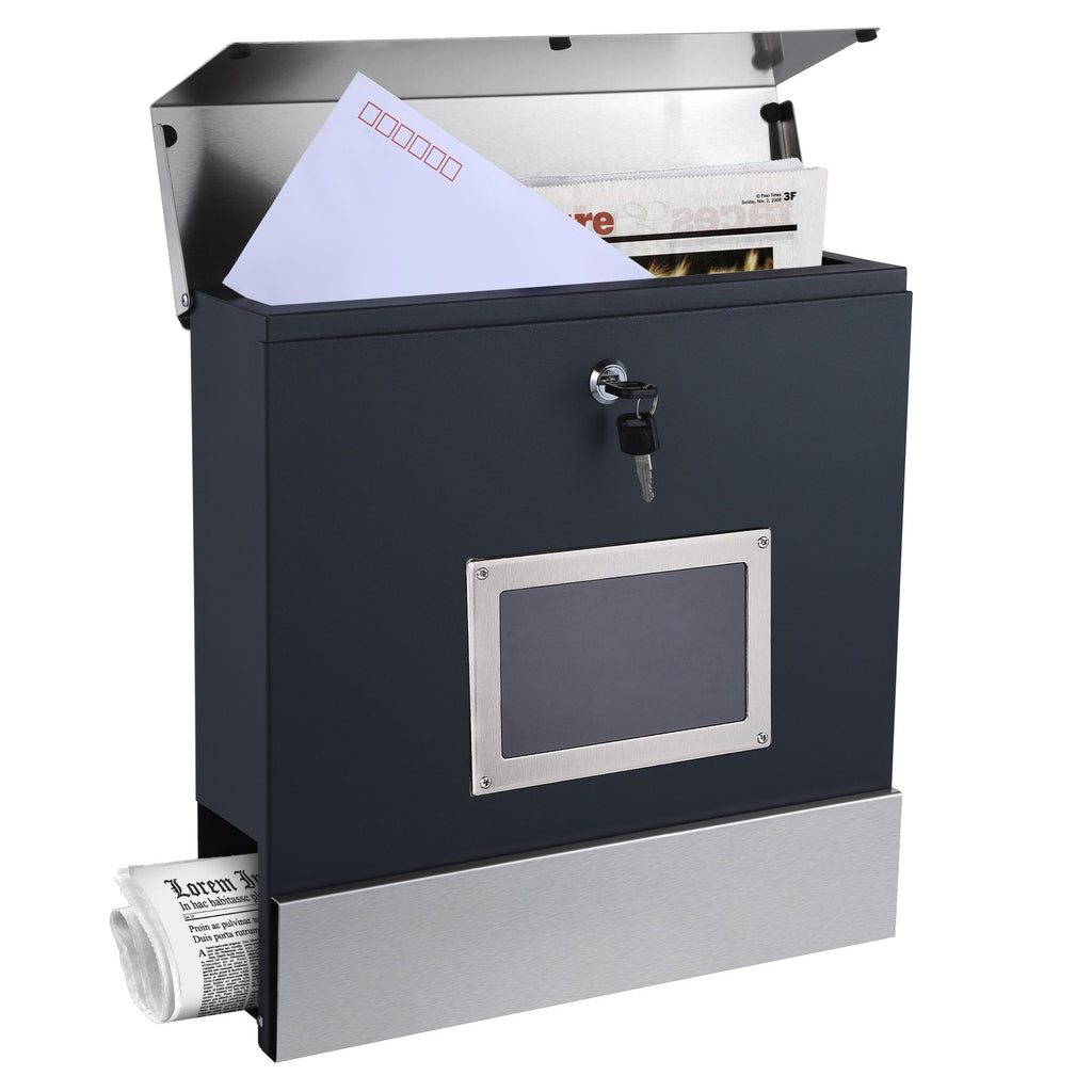 Wall-mounted mailbox "Milan", including viewing window and newspaper compartment 