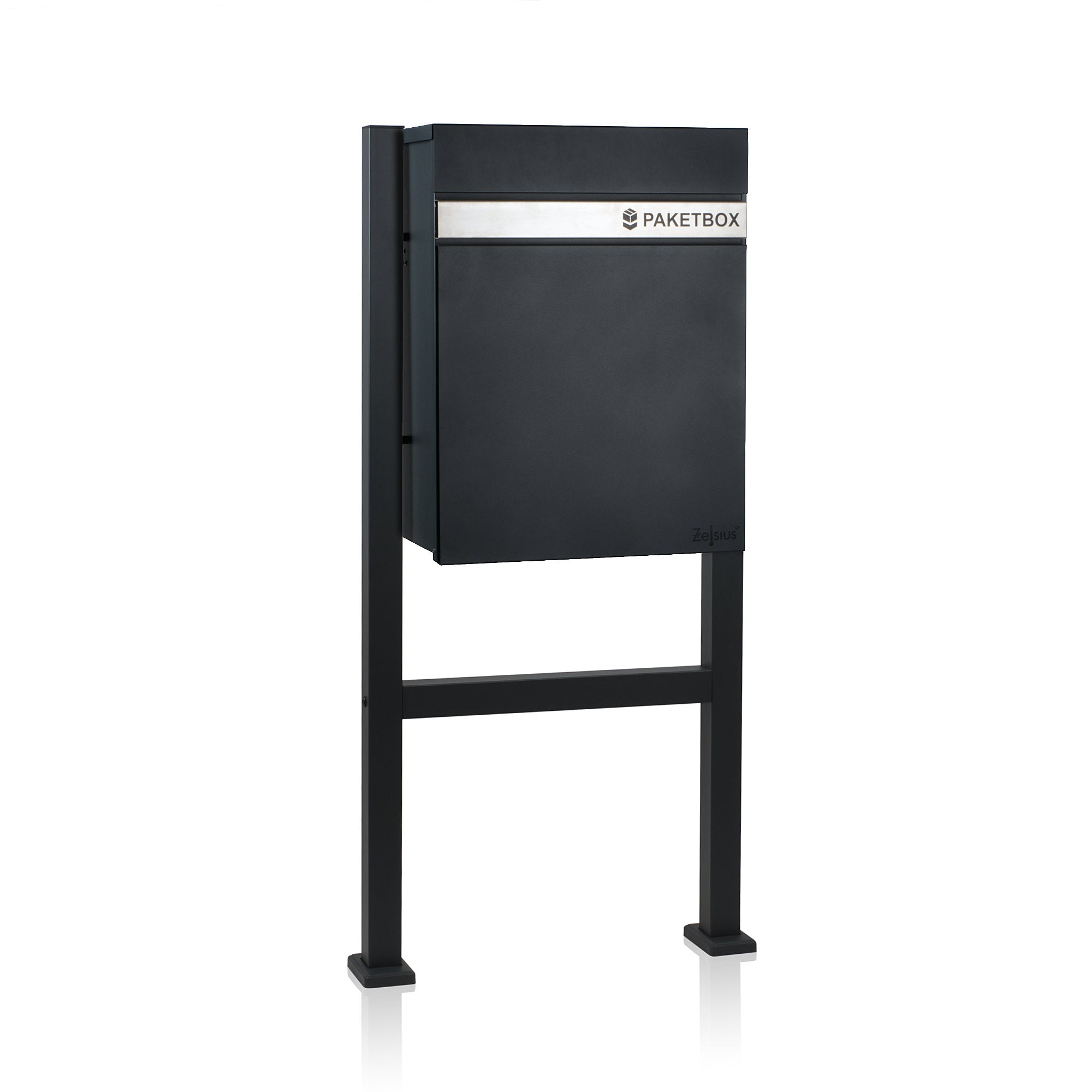 Mailbox, powder-coated steel, including parcel compartment