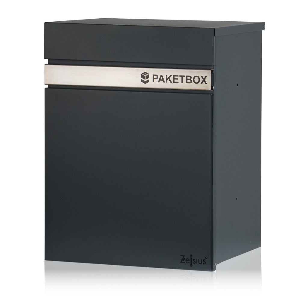 Mailbox, powder-coated steel, including parcel compartment