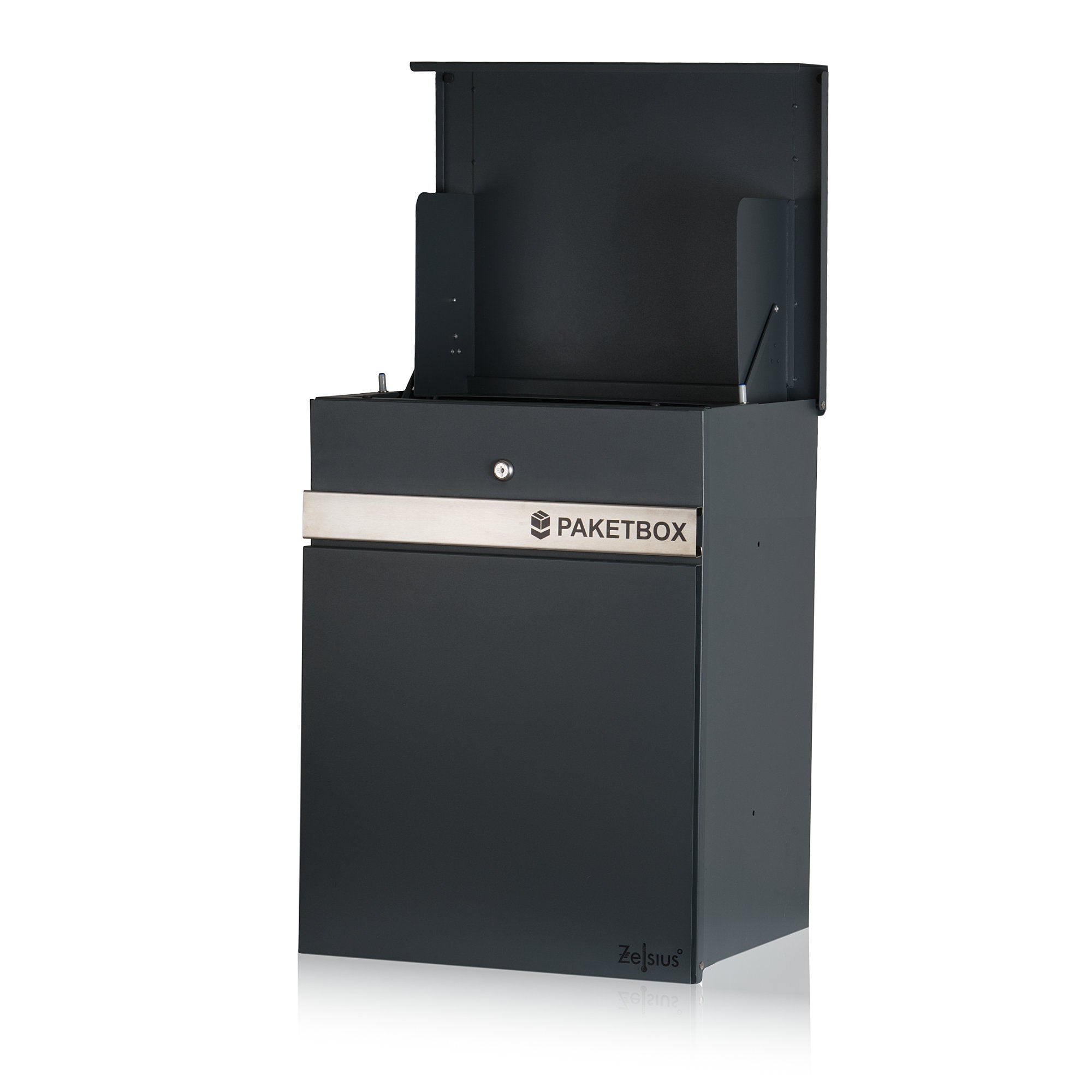 Mailbox, powder-coated steel, including parcel compartment