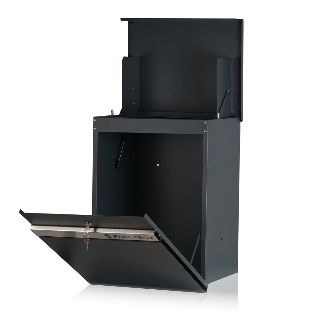 Mailbox, powder-coated steel, including parcel compartment