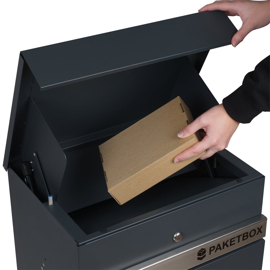 Mailbox, powder-coated steel, including parcel compartment