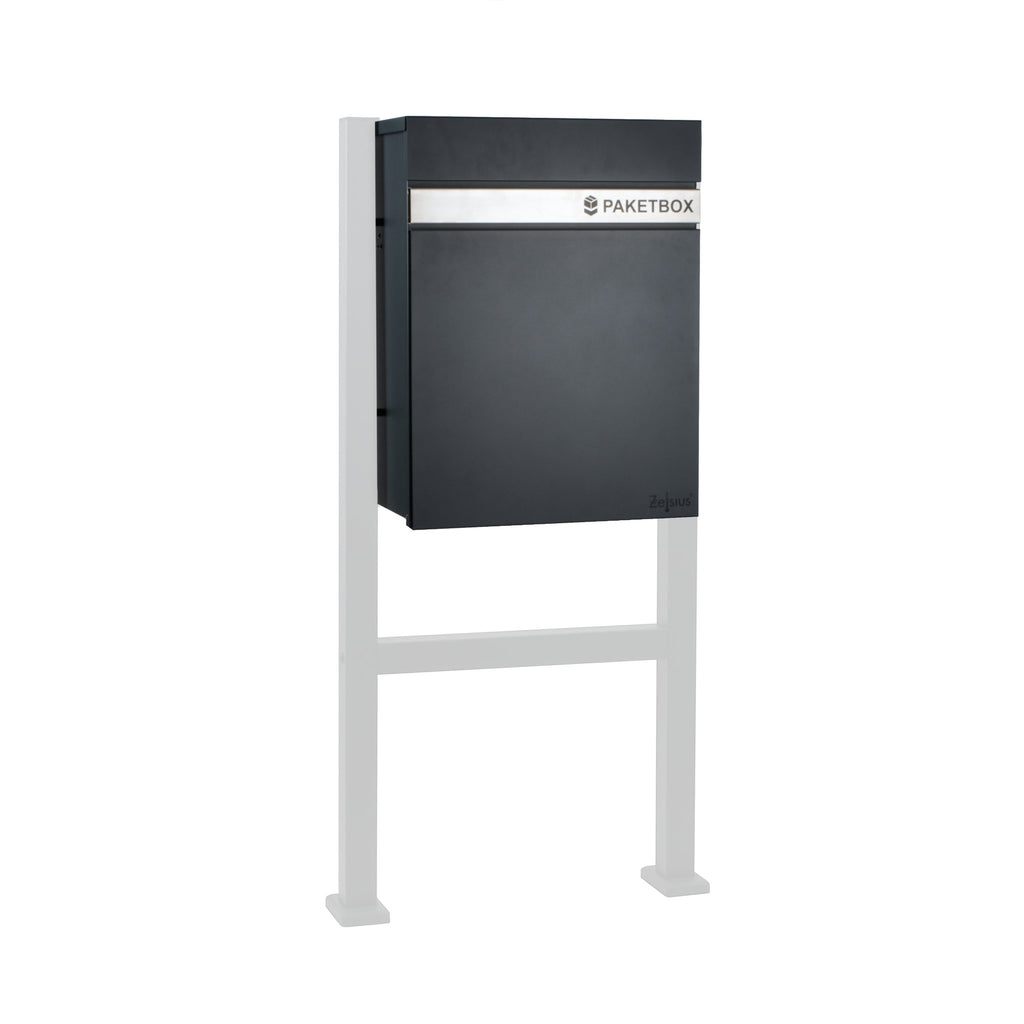 Mailbox, powder-coated steel, including parcel compartment