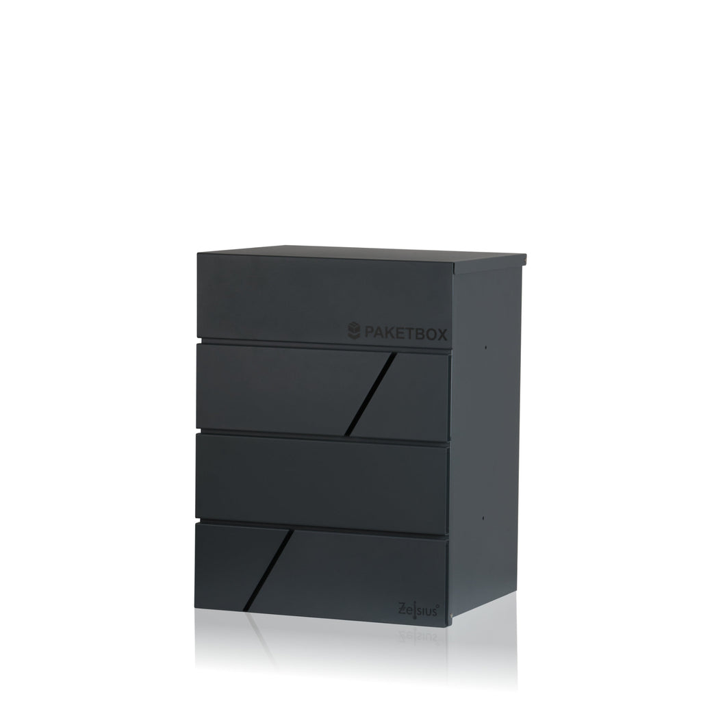 Mailbox, powder-coated steel, including parcel compartment