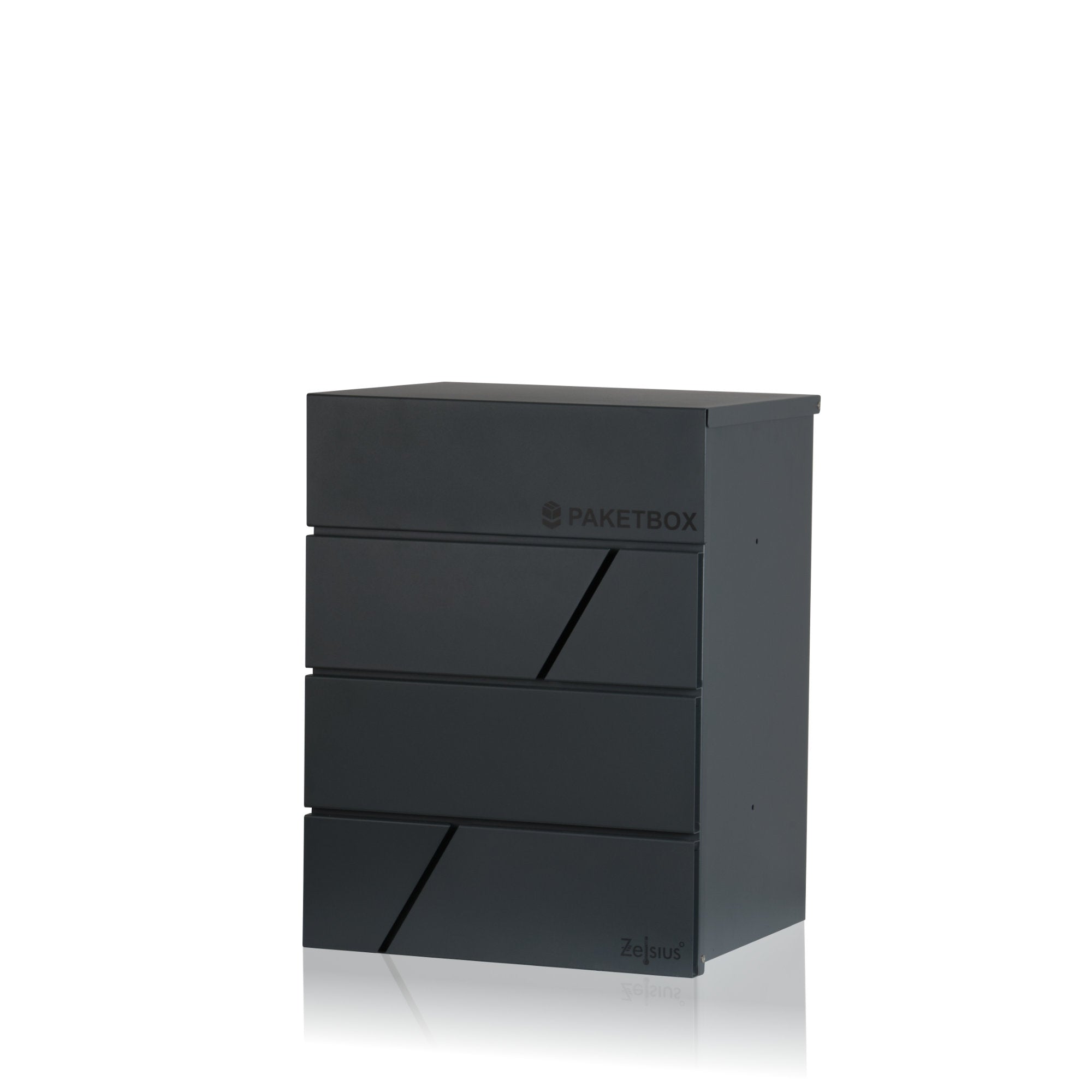 Mailbox, powder-coated steel, including parcel compartment