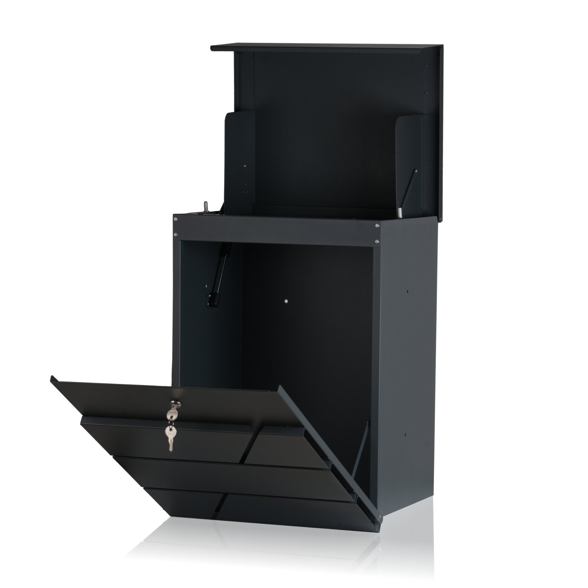 Mailbox, powder-coated steel, including parcel compartment