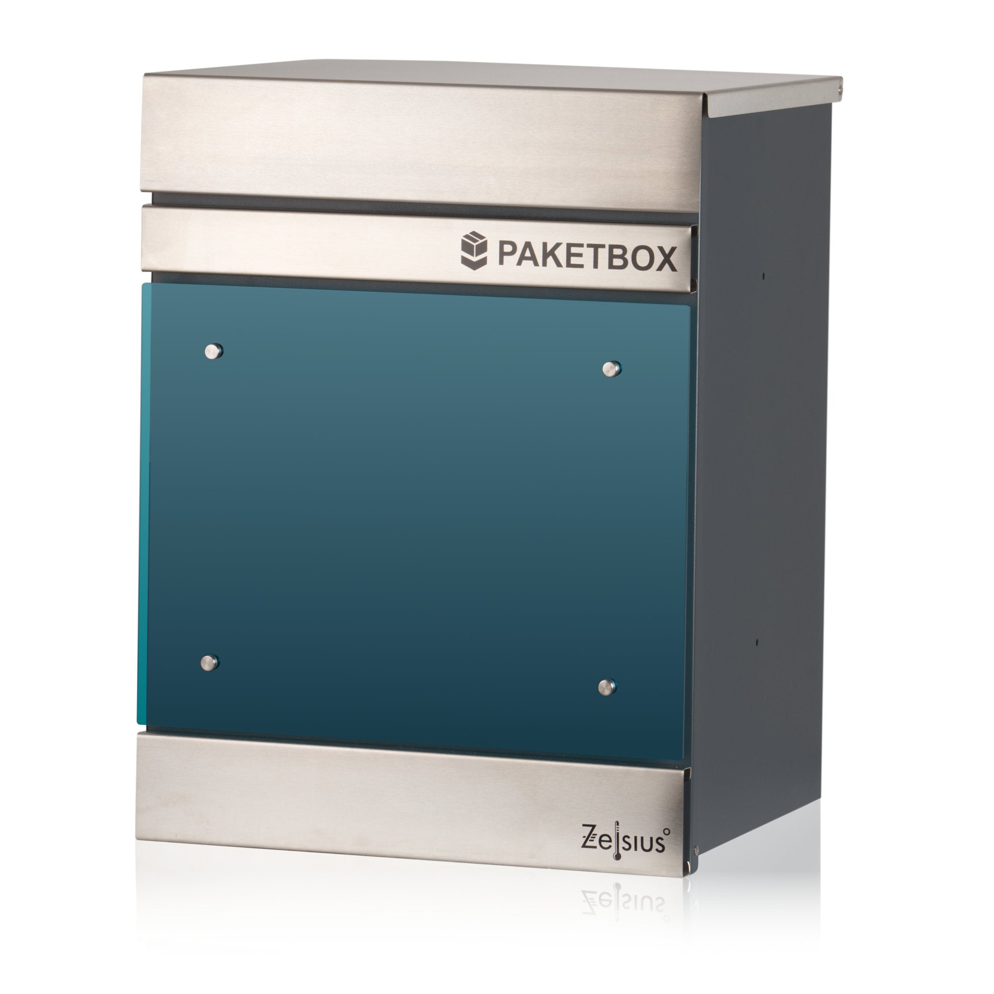 Mailbox, powder-coated steel, including parcel compartment