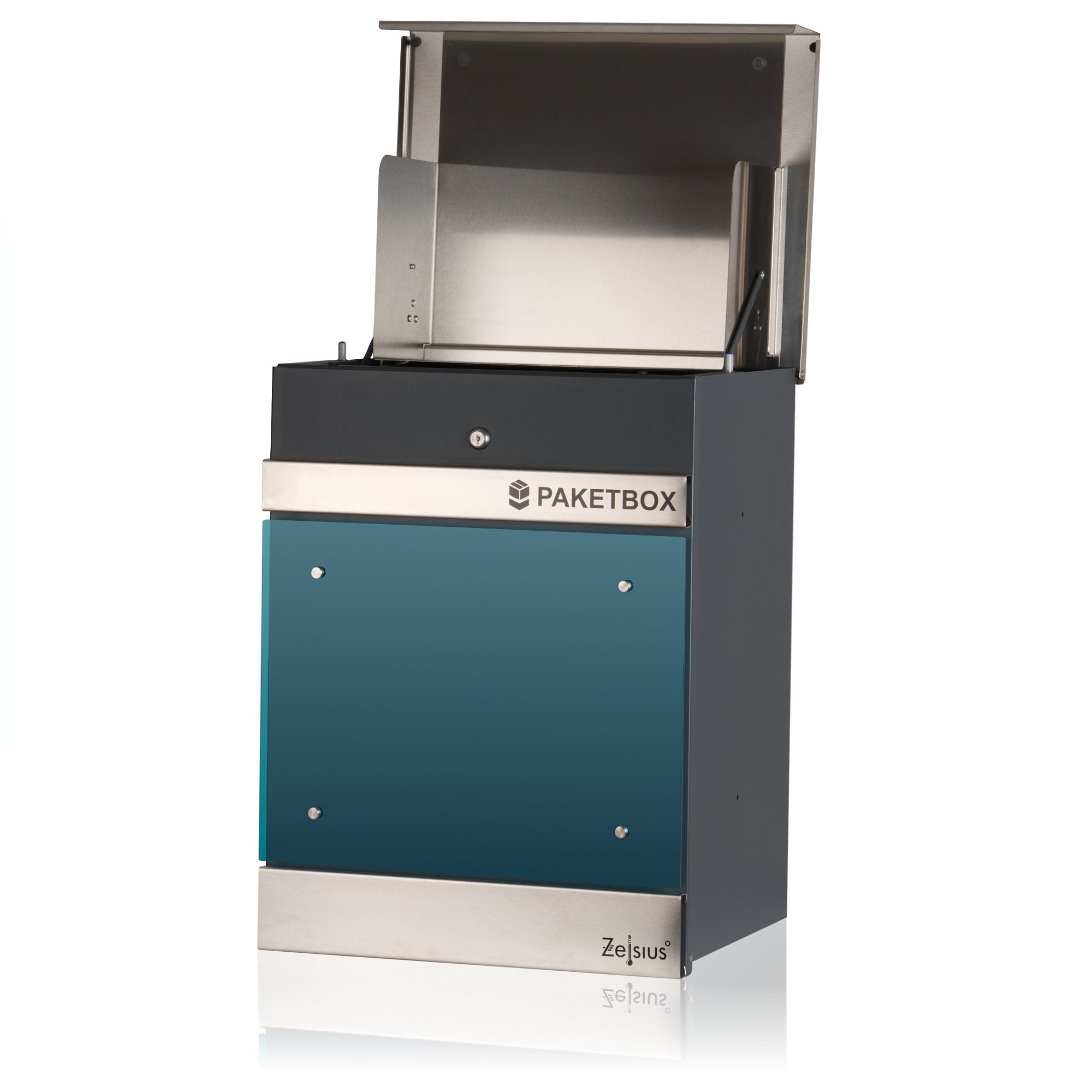 Mailbox, powder-coated steel, including parcel compartment