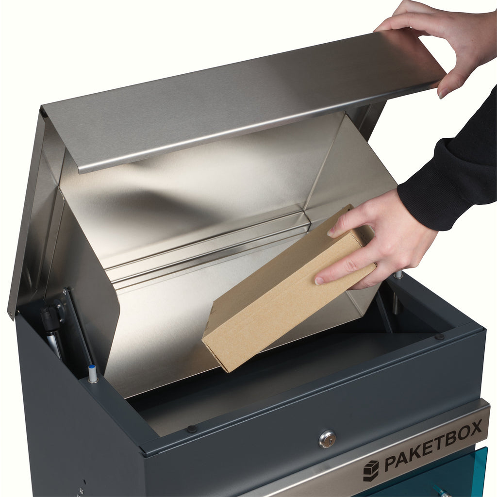 Mailbox, powder-coated steel, including parcel compartment