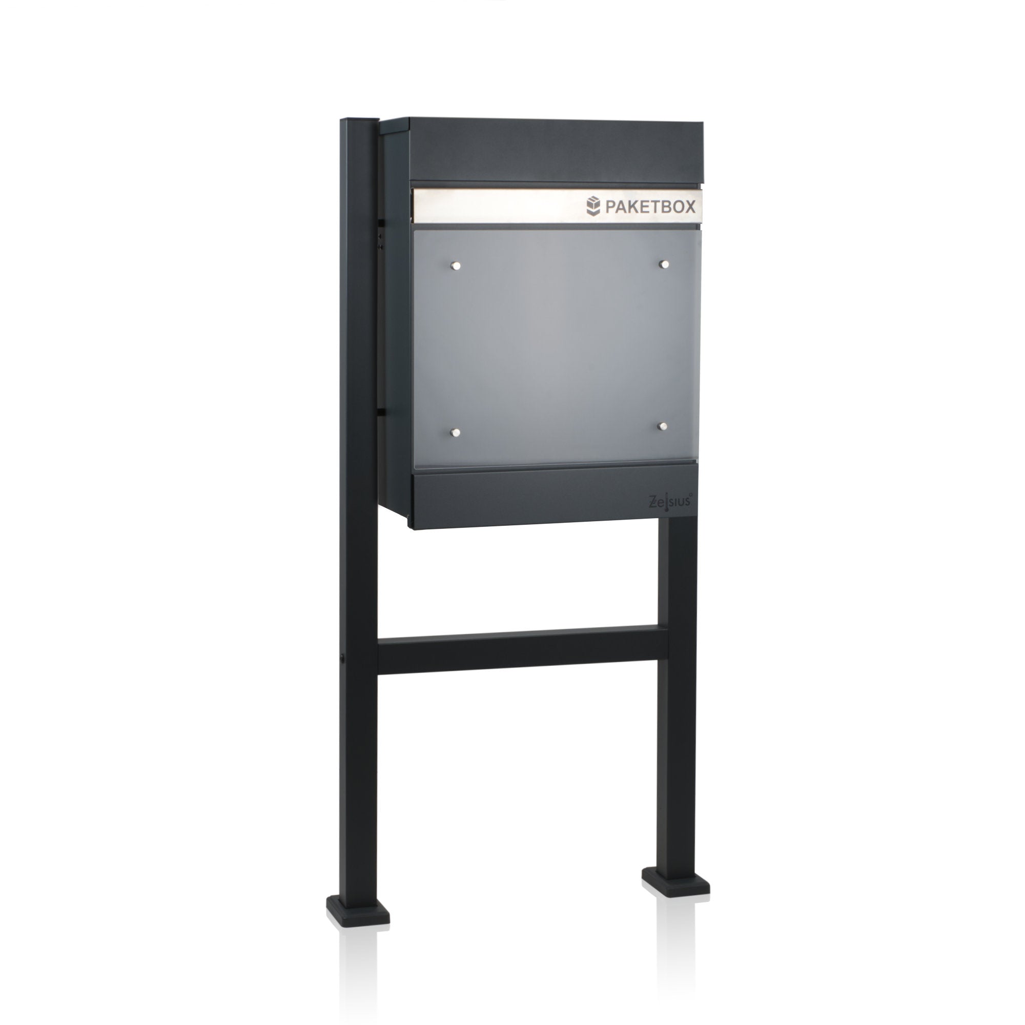 Mailbox, powder-coated steel, including parcel compartment