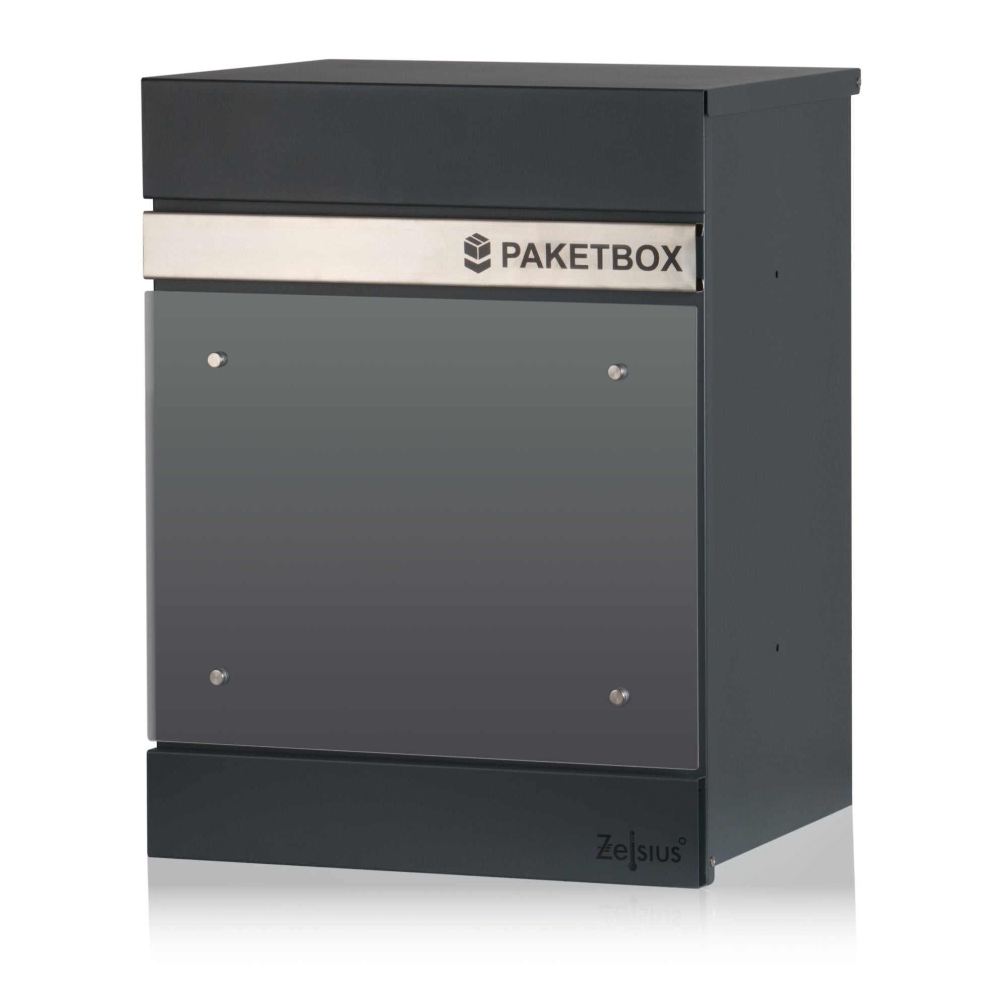 Mailbox, powder-coated steel, including parcel compartment