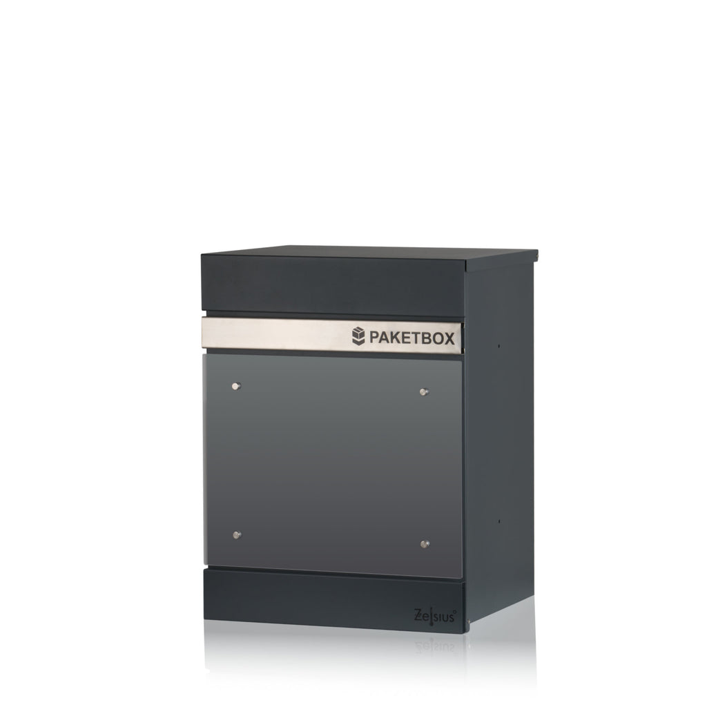 Mailbox, powder-coated steel, including parcel compartment