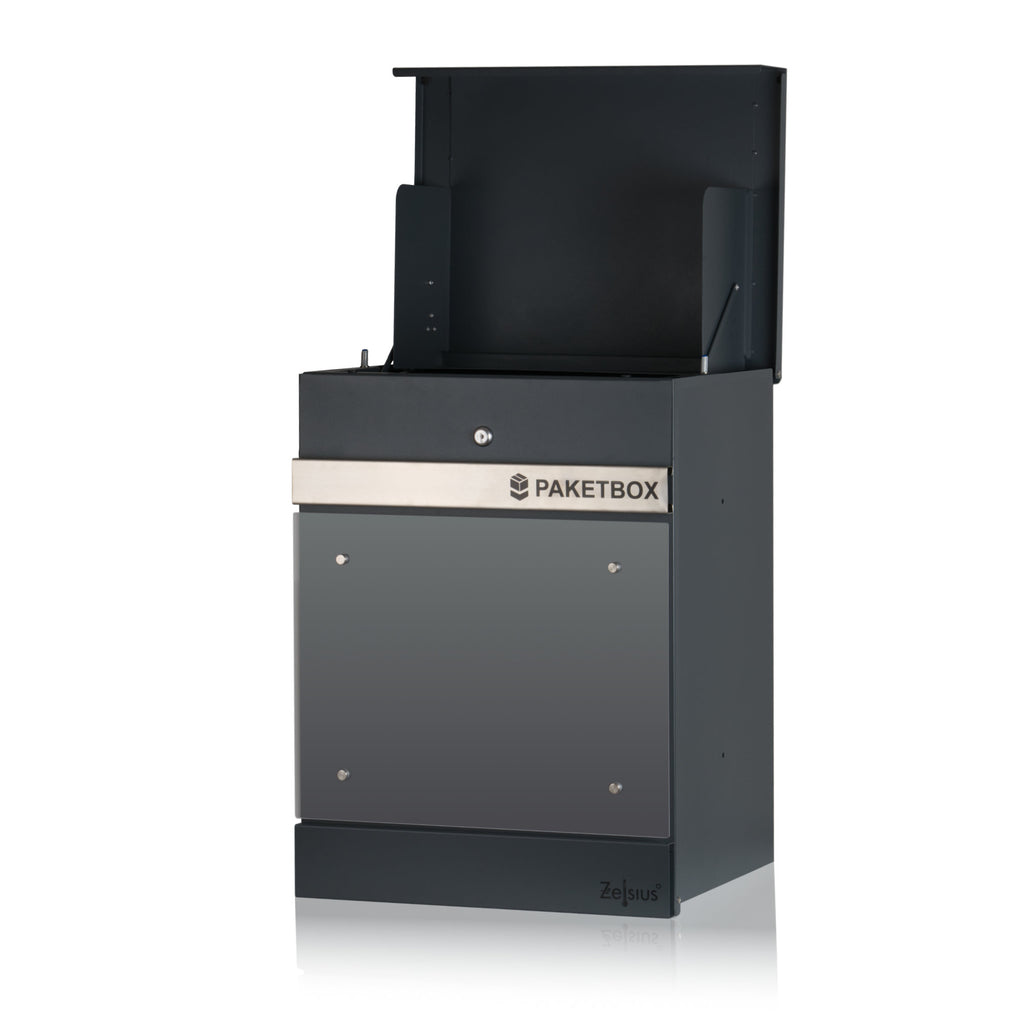 Mailbox, powder-coated steel, including parcel compartment