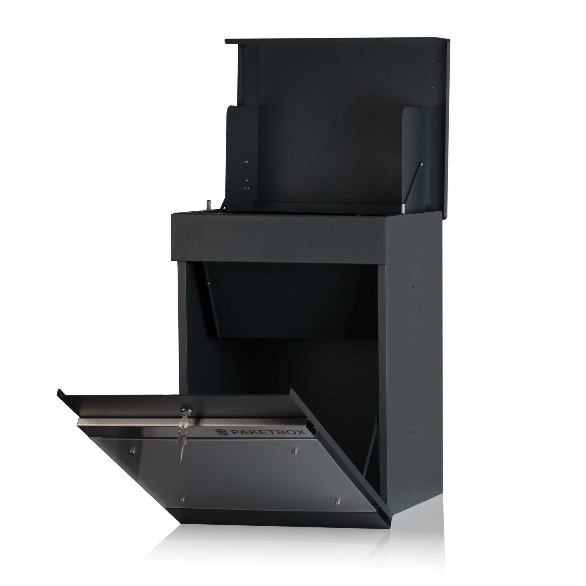 Mailbox, powder-coated steel, including parcel compartment