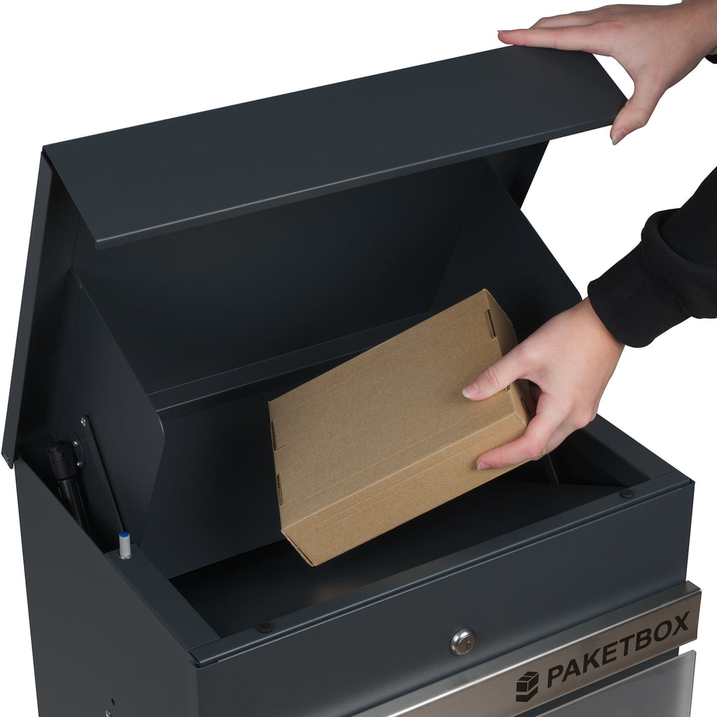 Mailbox, powder-coated steel, including parcel compartment