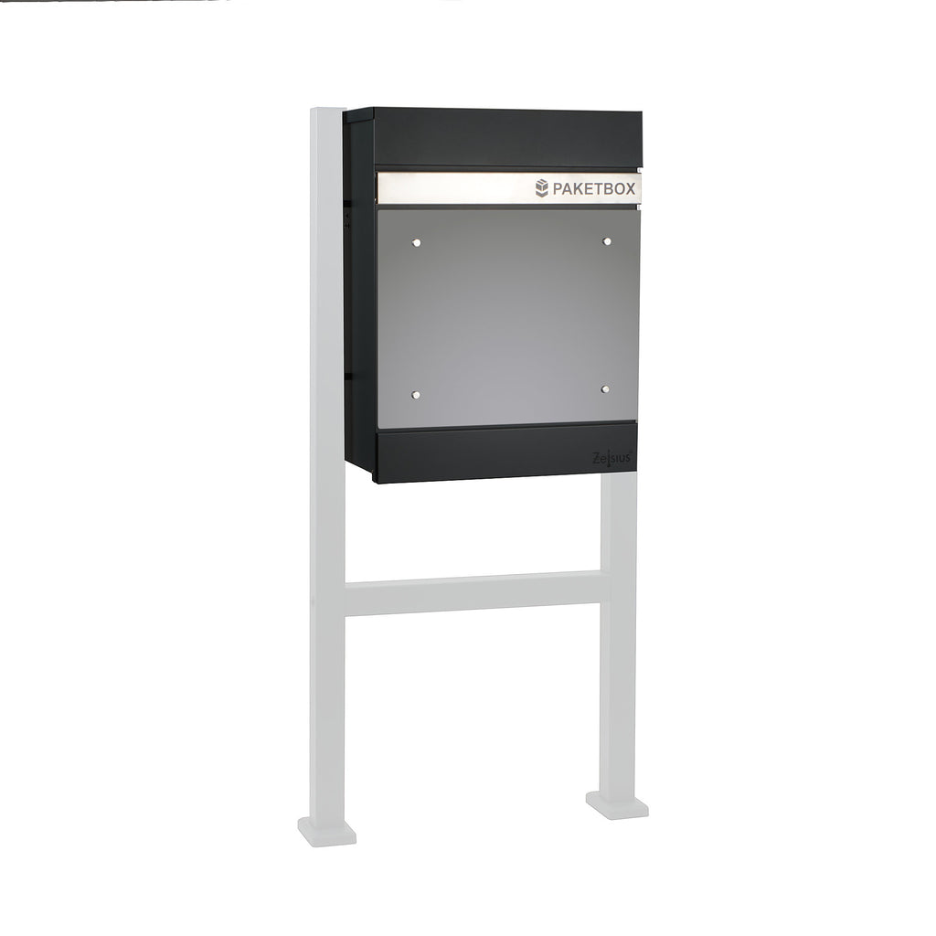 Mailbox, powder-coated steel, including parcel compartment