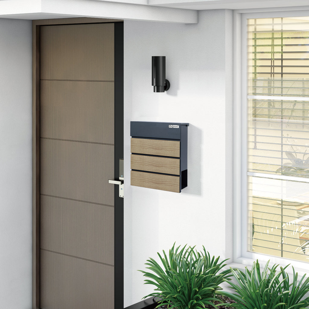 Mailbox, anthracite RAL7016, soft-close effect, including newspaper compartment