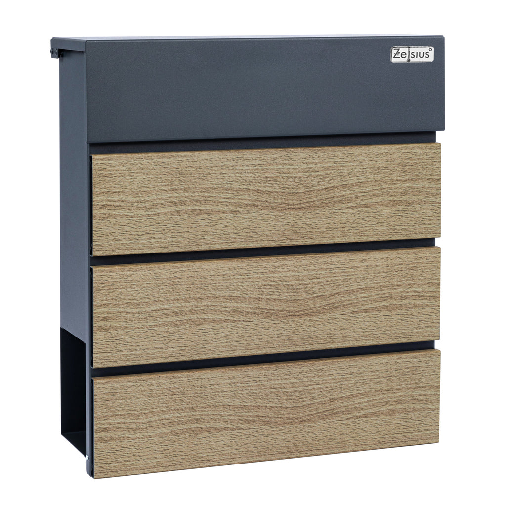 Mailbox, anthracite RAL7016, soft-close effect, including newspaper compartment