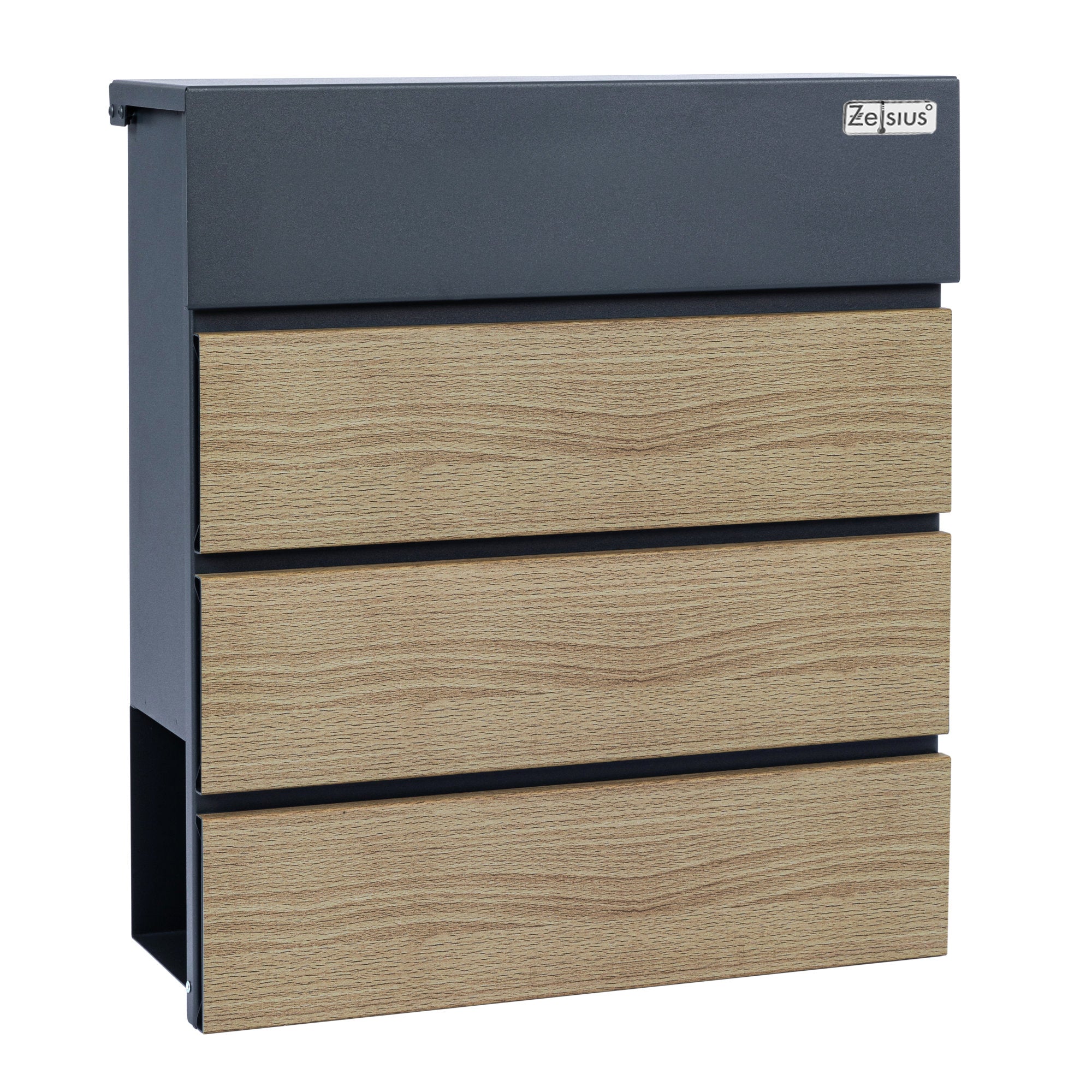 Mailbox, anthracite RAL7016, soft-close effect, including newspaper compartment