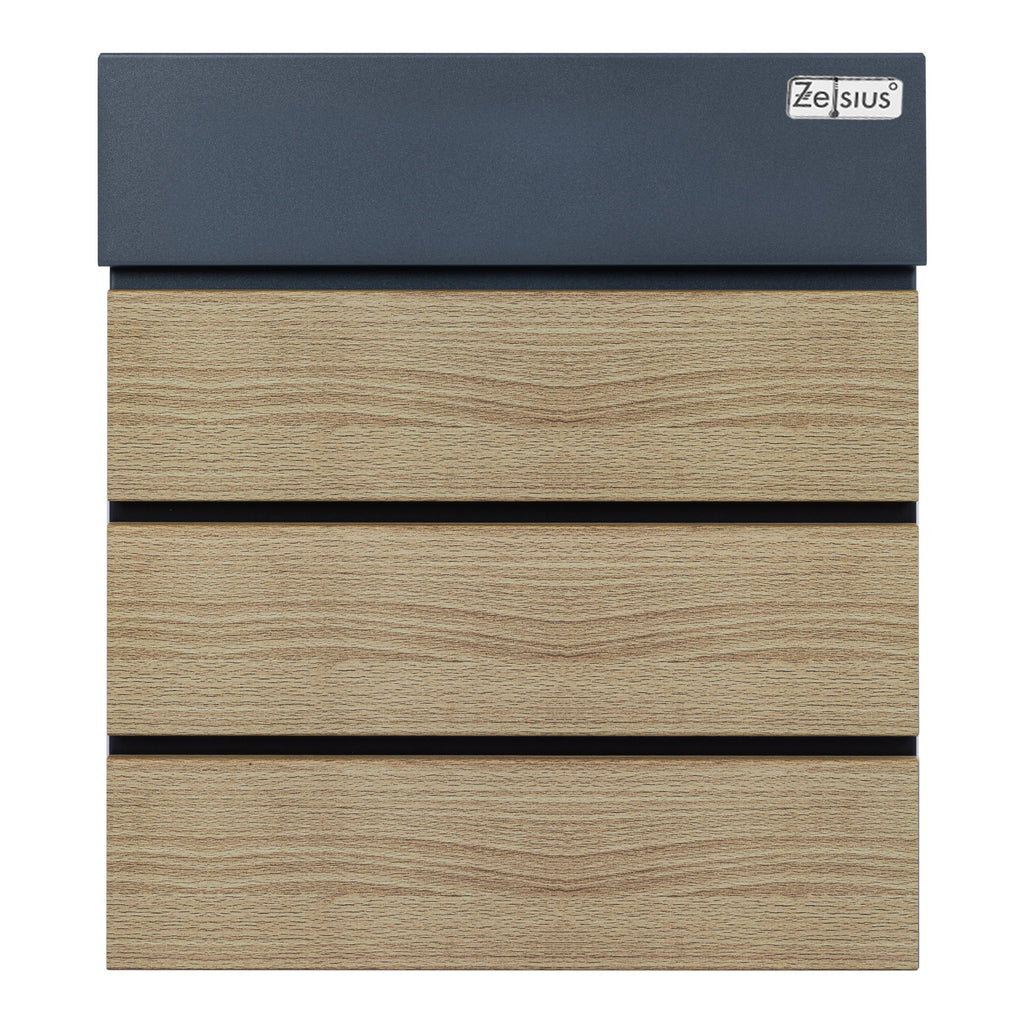 Mailbox, anthracite RAL7016, soft-close effect, including newspaper compartment