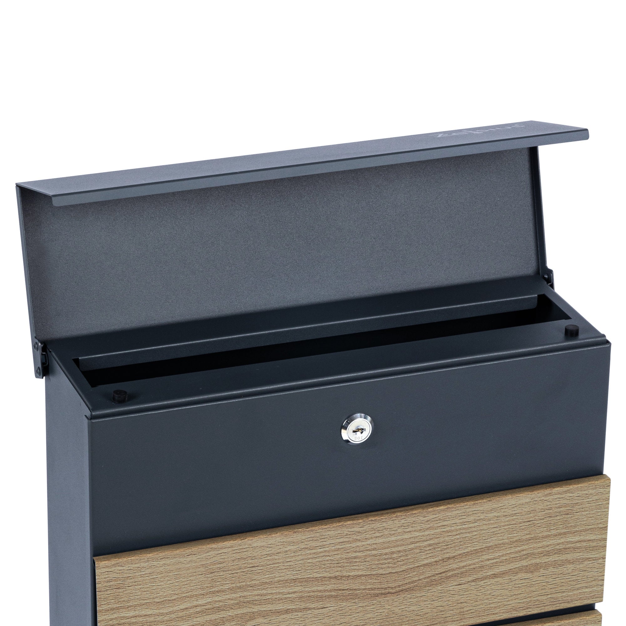 Mailbox, anthracite RAL7016, soft-close effect, including newspaper compartment