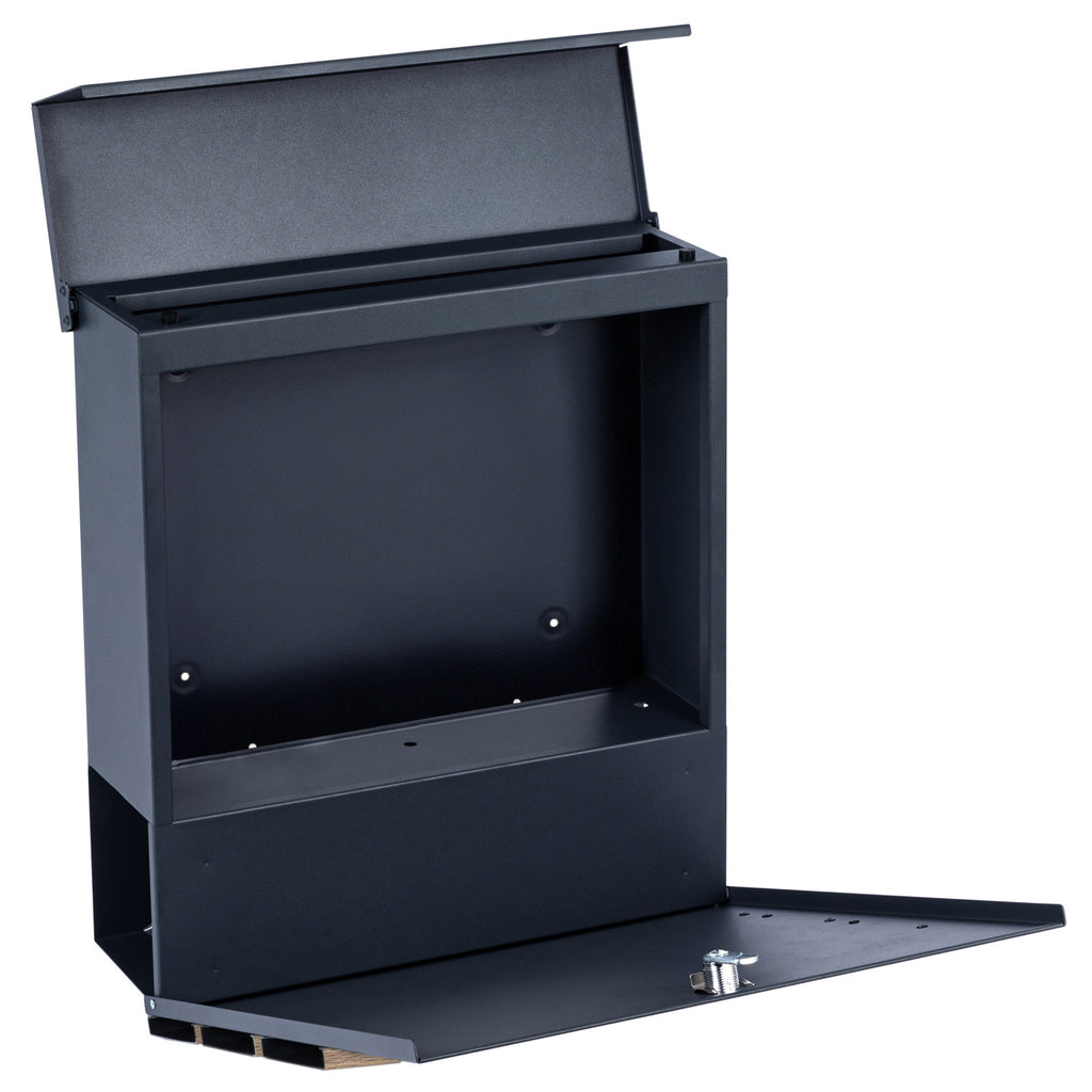 Mailbox, anthracite RAL7016, soft-close effect, including newspaper compartment