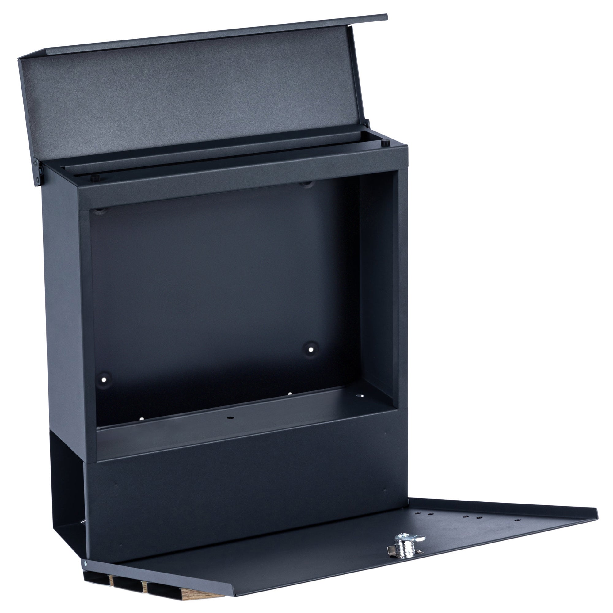 Mailbox, anthracite RAL7016, soft-close effect, including newspaper compartment