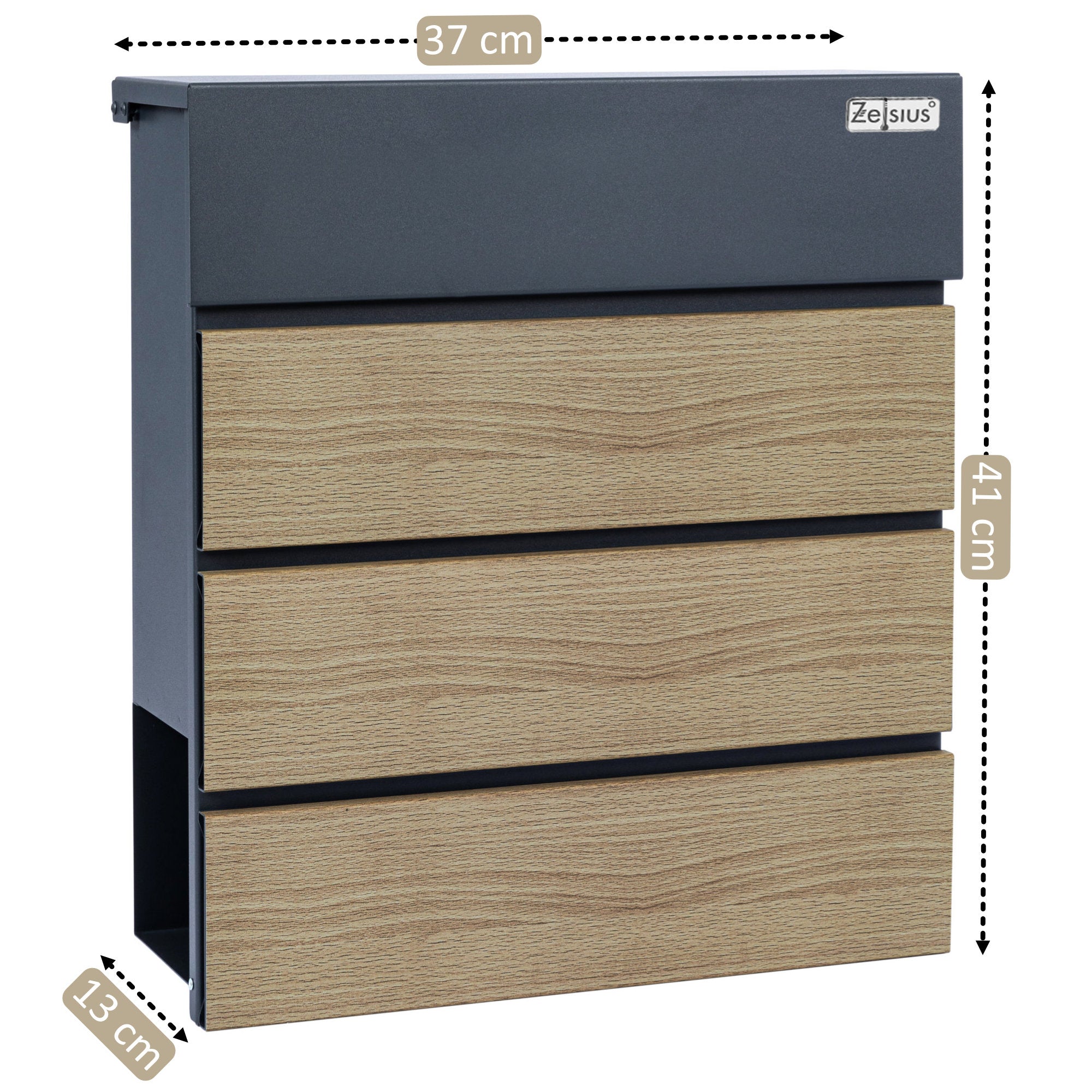 Mailbox, anthracite RAL7016, soft-close effect, including newspaper compartment