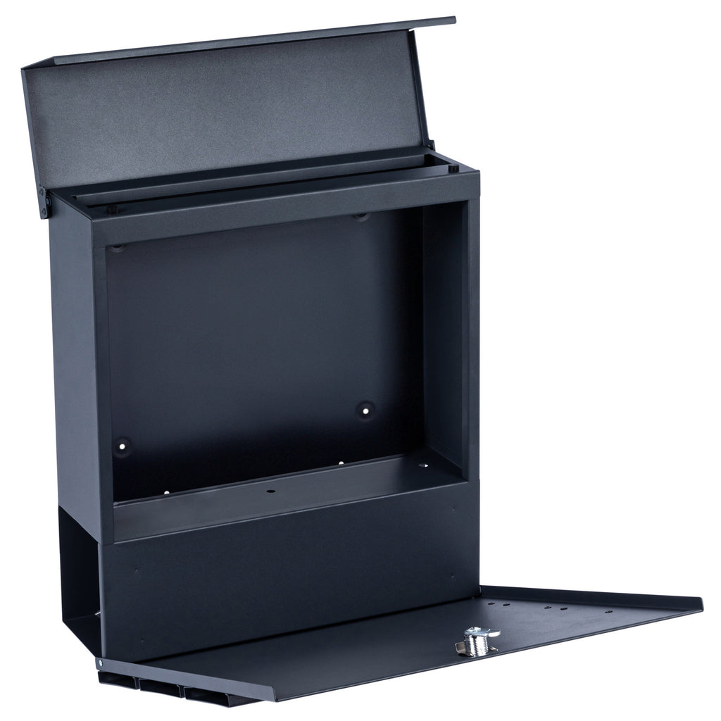Mailbox, anthracite RAL7016, soft-close effect, including newspaper compartment