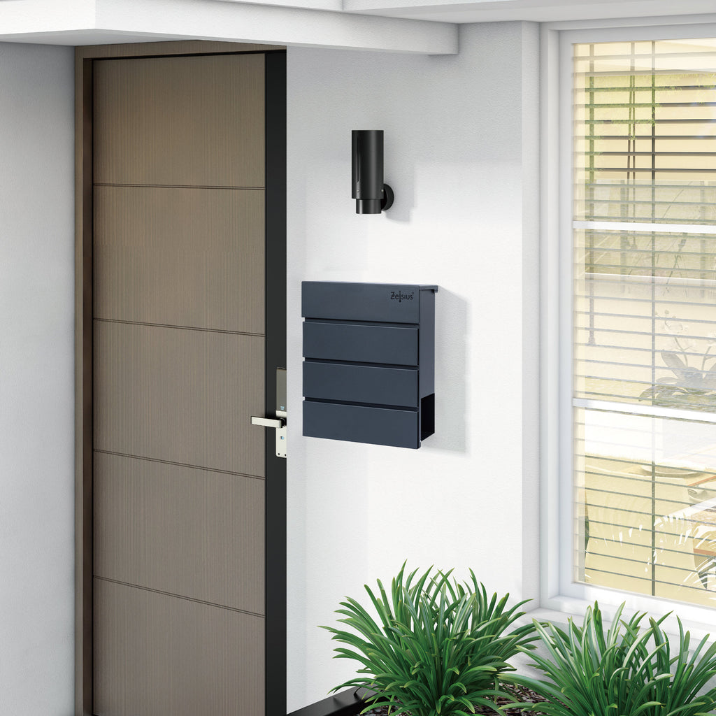 Mailbox, anthracite RAL7016, soft-close effect, including newspaper compartment