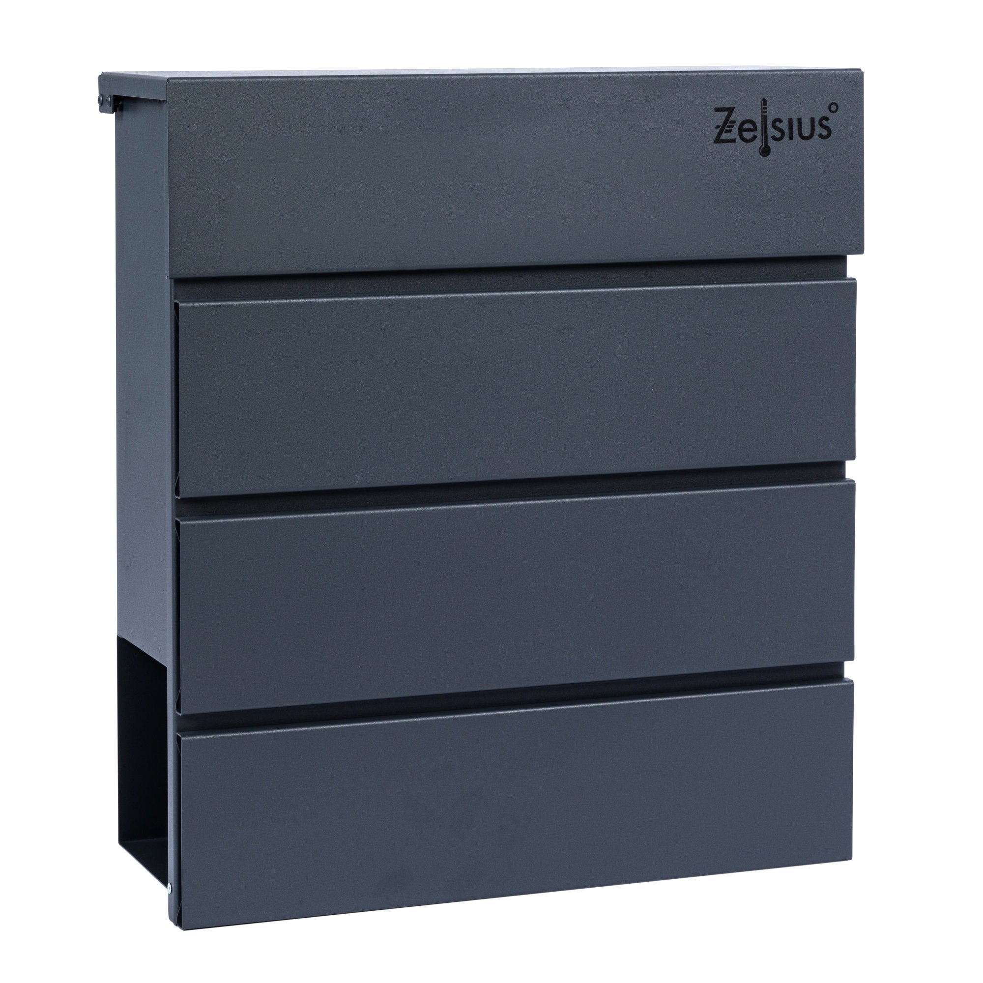 Mailbox, anthracite RAL7016, soft-close effect, including newspaper compartment