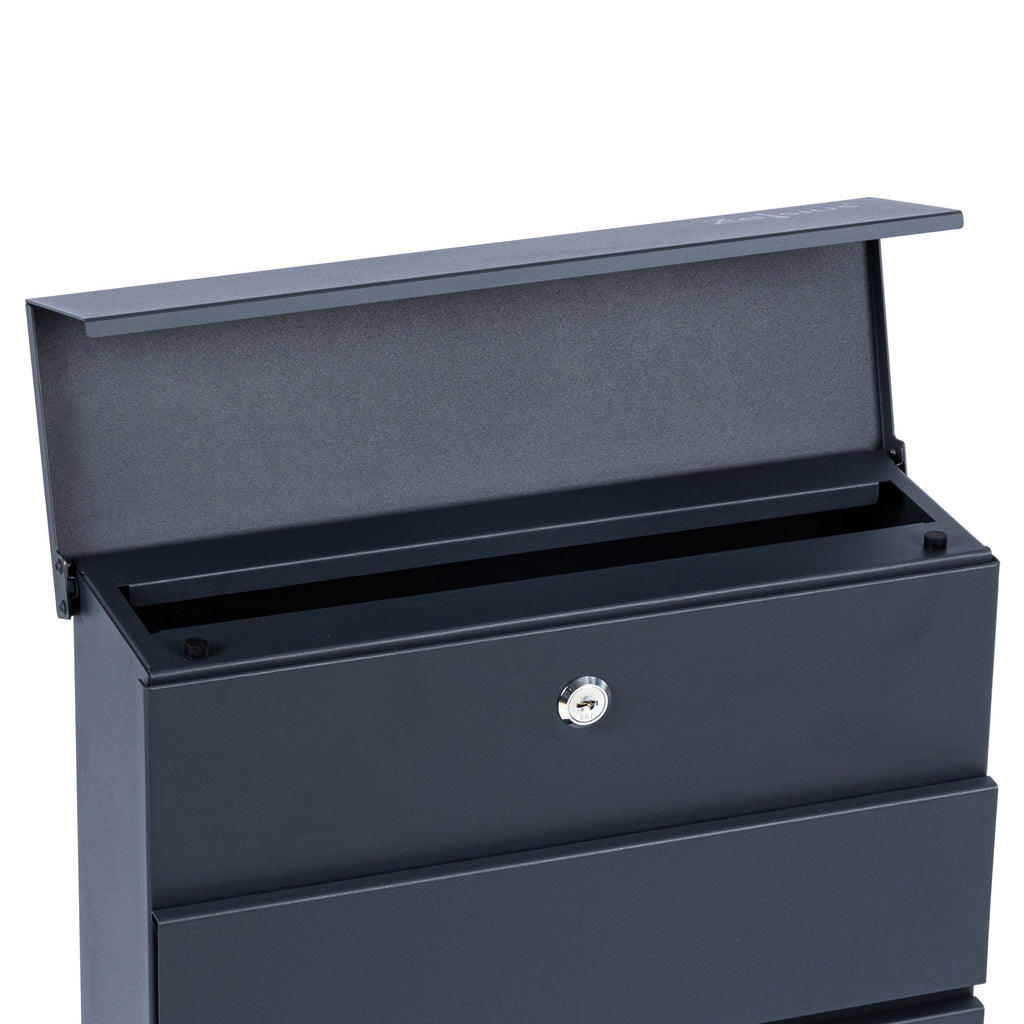 Mailbox, anthracite RAL7016, soft-close effect, including newspaper compartment
