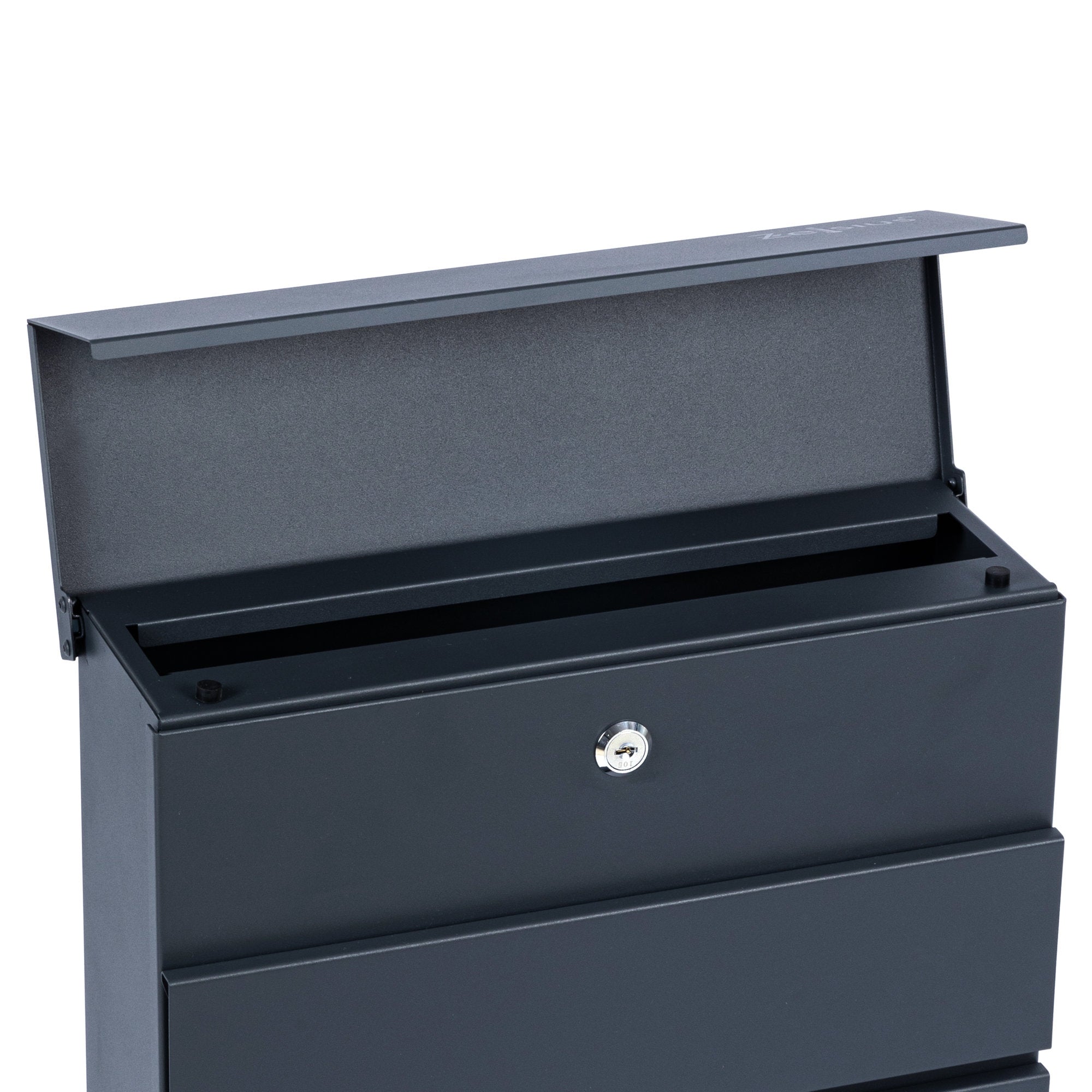 Mailbox, anthracite RAL7016, soft-close effect, including newspaper compartment
