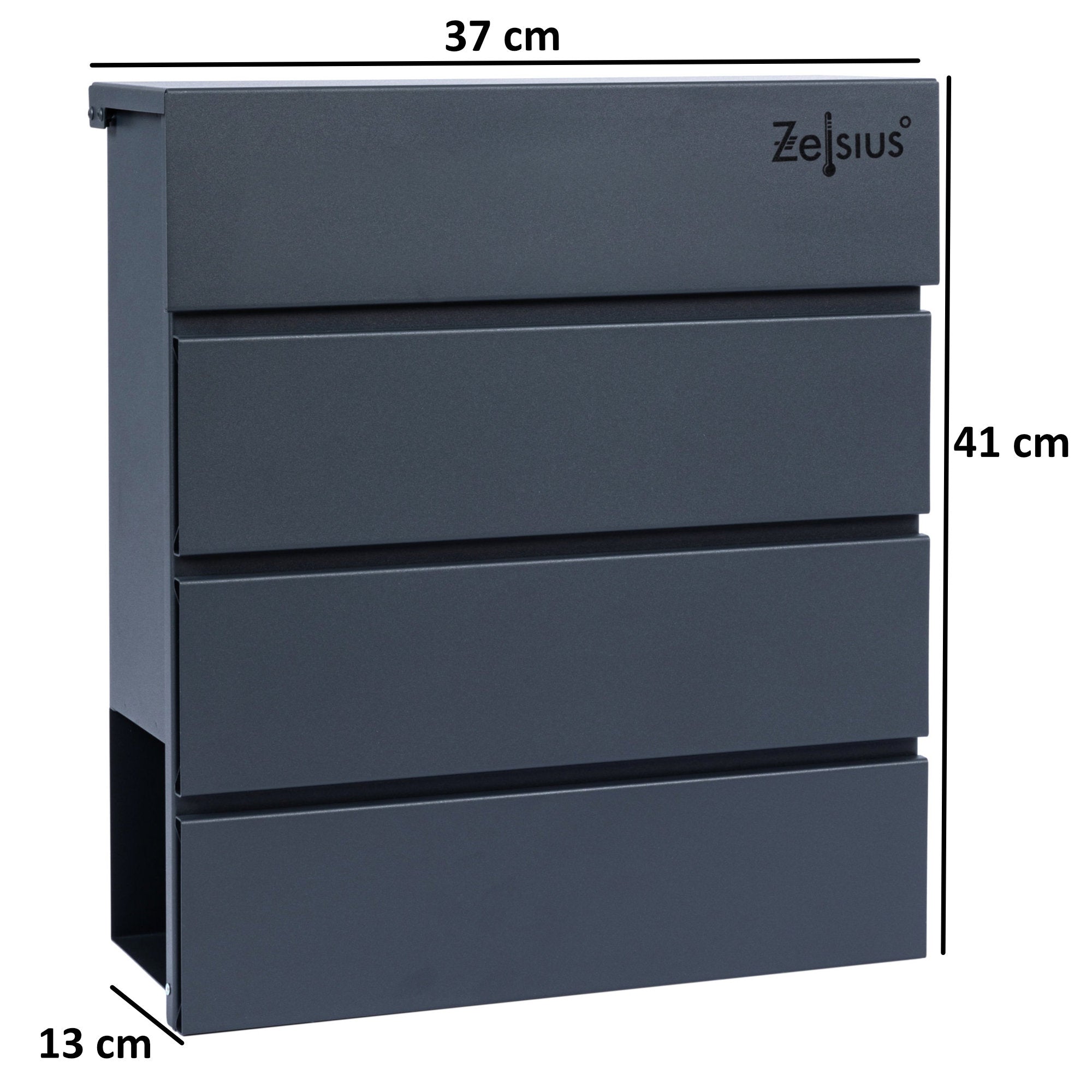 Mailbox, anthracite RAL7016, soft-close effect, including newspaper compartment