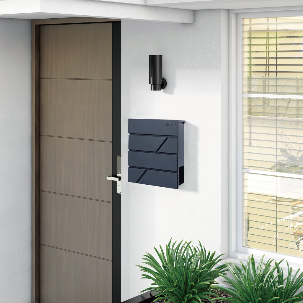 Mailbox, anthracite RAL7016, soft-close effect, including newspaper compartment