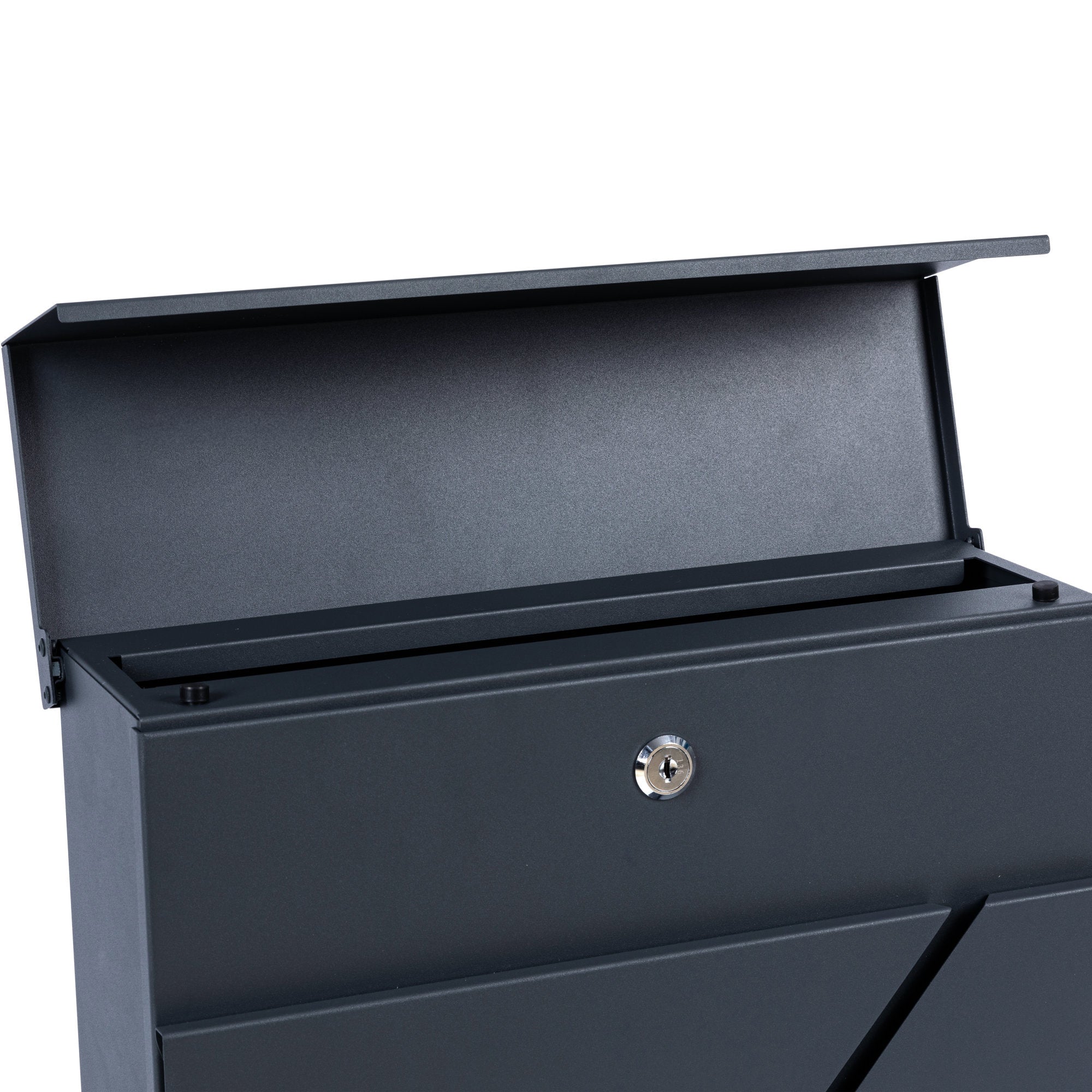 Mailbox, anthracite RAL7016, soft-close effect, including newspaper compartment
