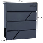 Boîte aux lettres, anthracite RAL 7016, avec amortisseur de fermeture, avec compartiment à journaux