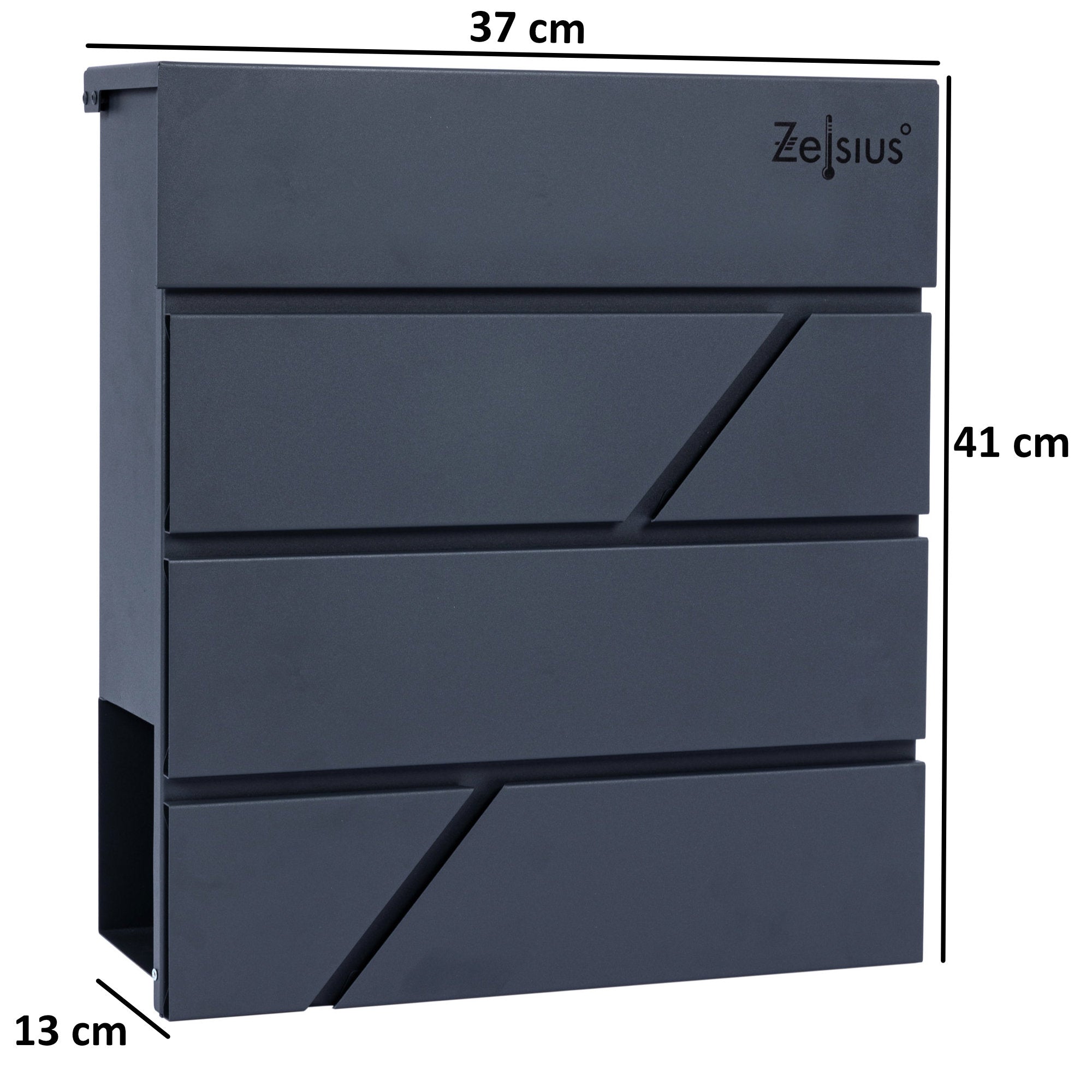 Mailbox, anthracite RAL7016, soft-close effect, including newspaper compartment