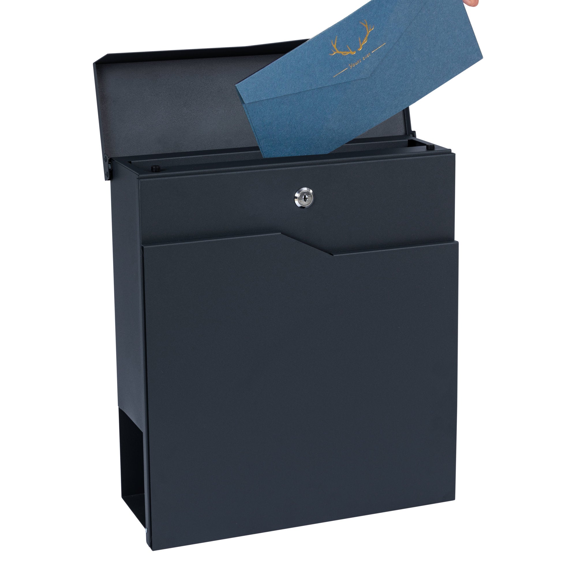 Mailbox, anthracite RAL7016, soft-close effect, including newspaper compartment