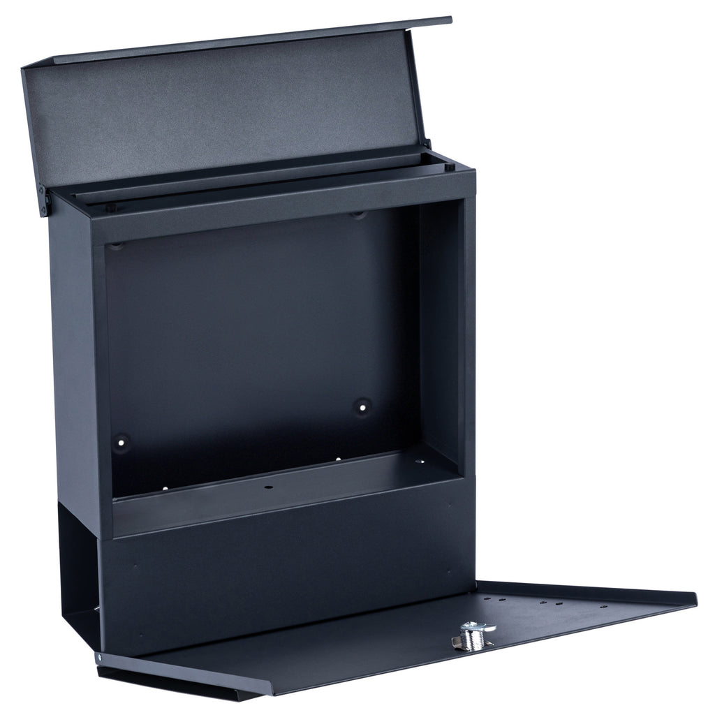 Mailbox, anthracite RAL7016, soft-close effect, including newspaper compartment