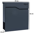 Boîte aux lettres, anthracite RAL 7016, avec amortisseur de fermeture, avec compartiment à journaux