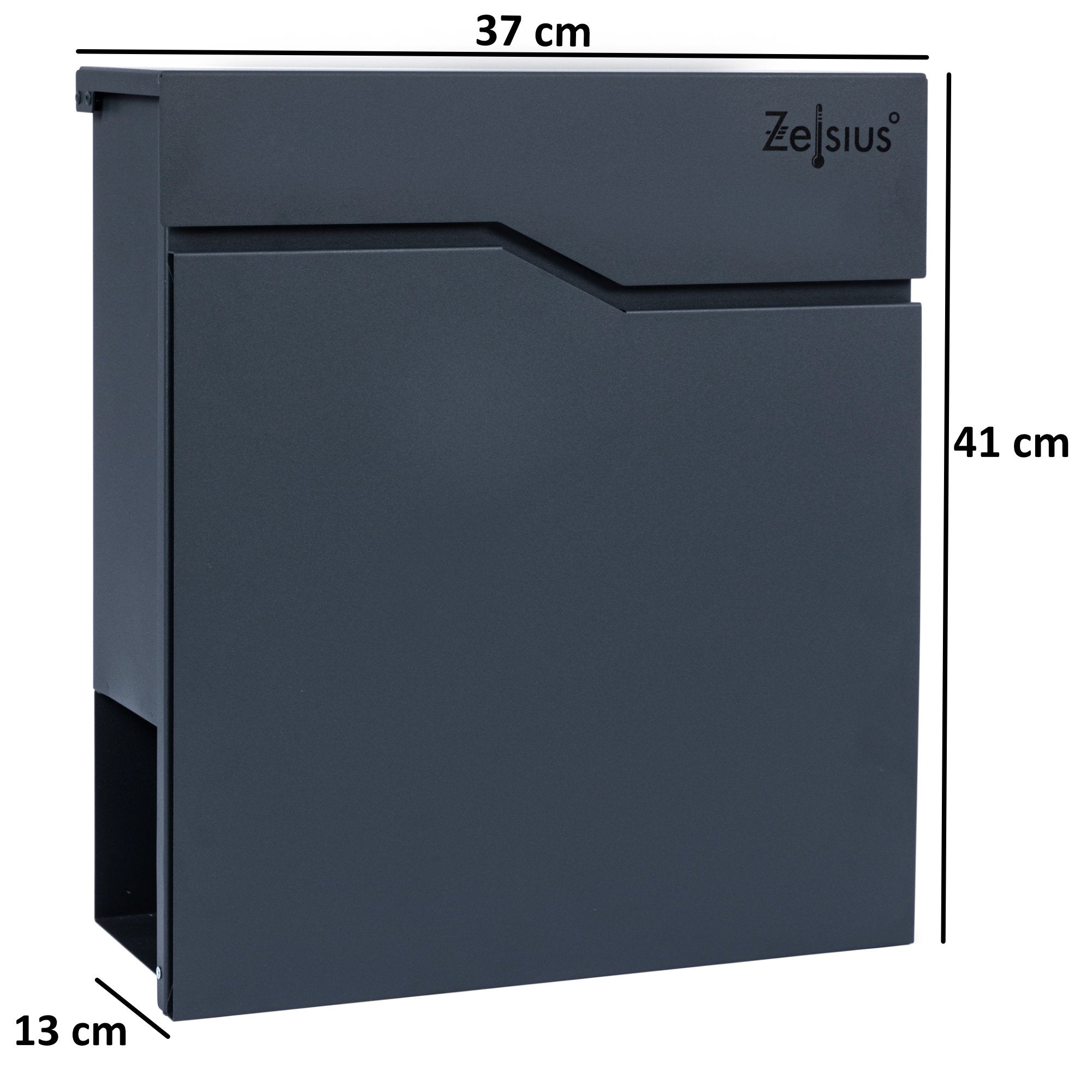 Mailbox, anthracite RAL7016, soft-close effect, including newspaper compartment