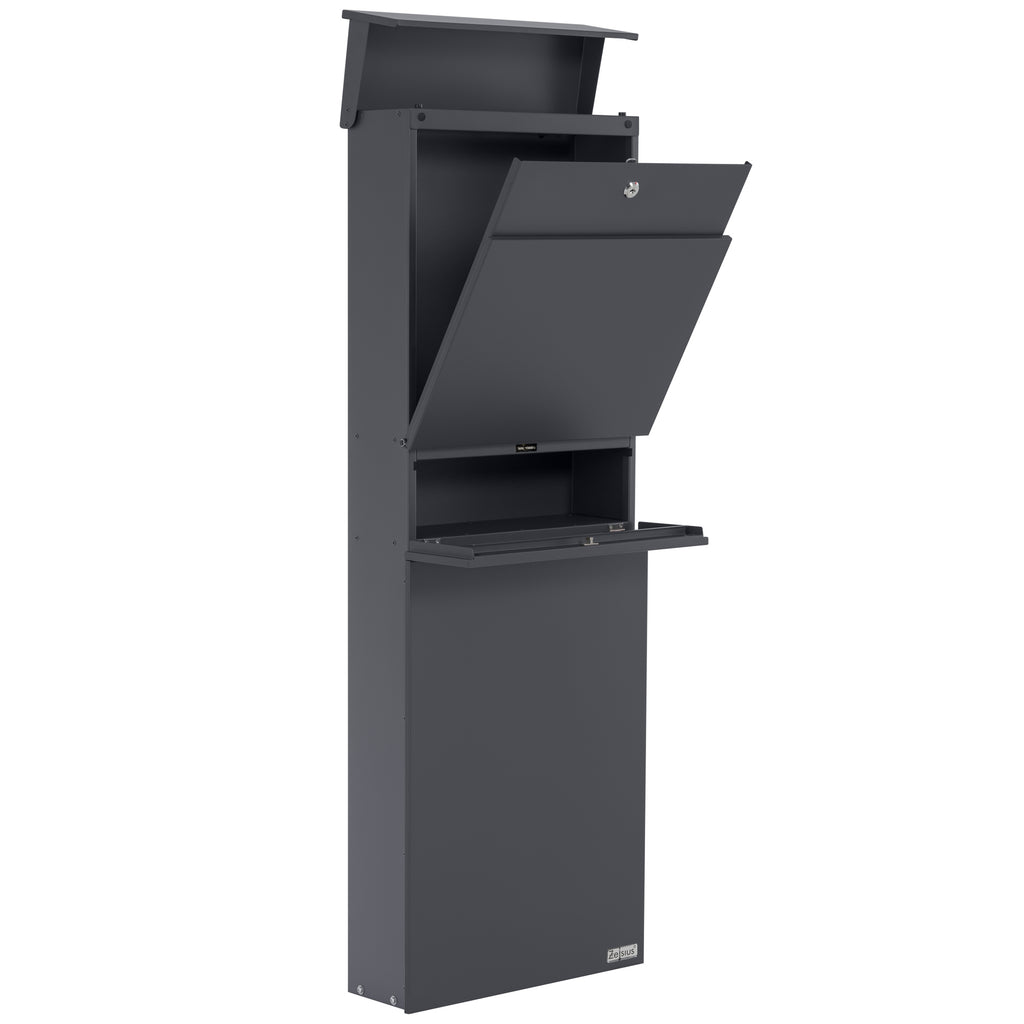 Mailbox, anthracite RAL7016, including newspaper compartment