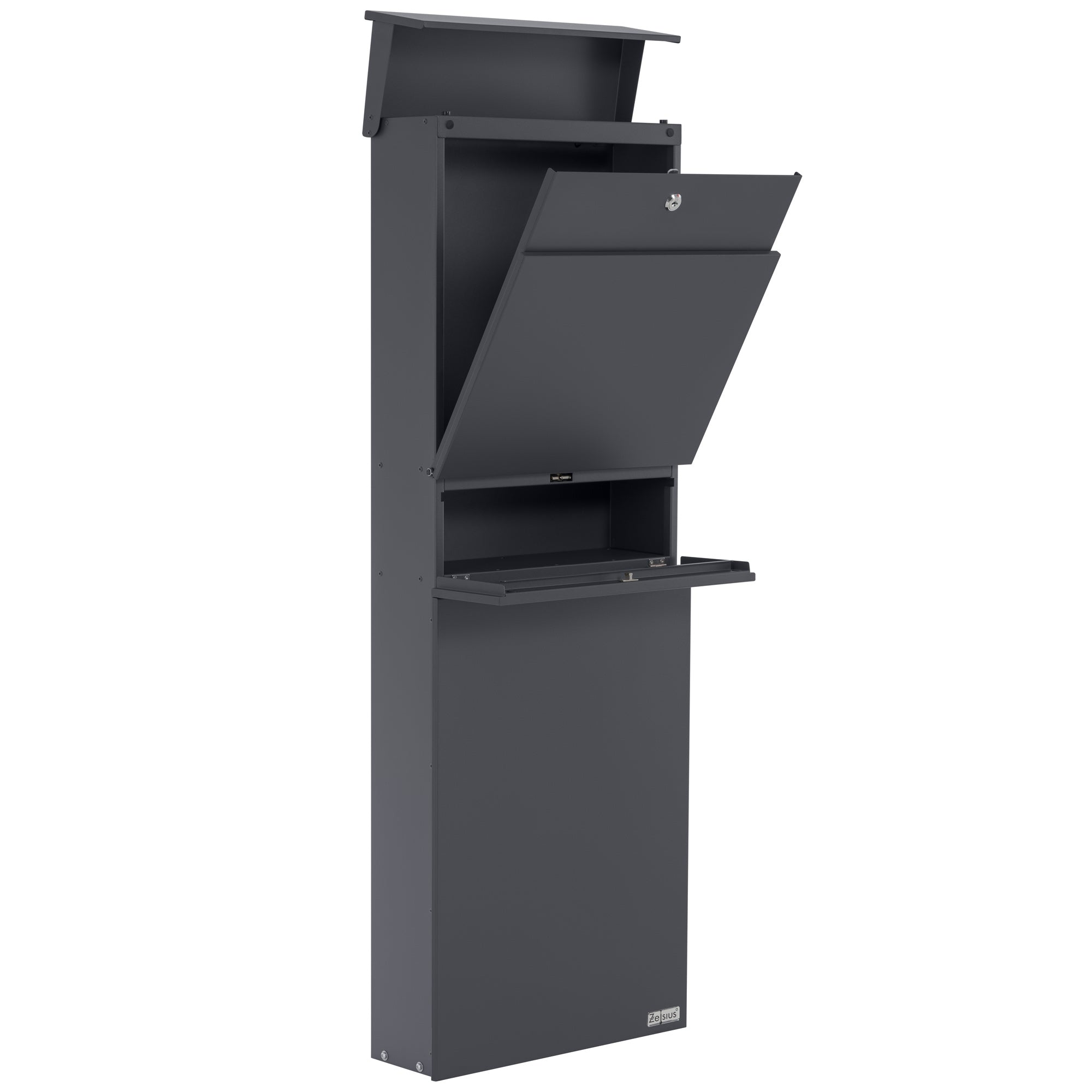 Mailbox, anthracite RAL7016, including newspaper compartment