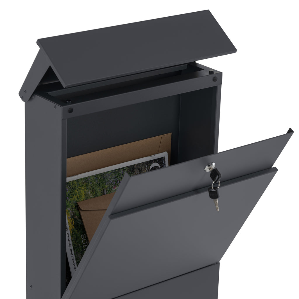 Mailbox, anthracite RAL7016, including newspaper compartment