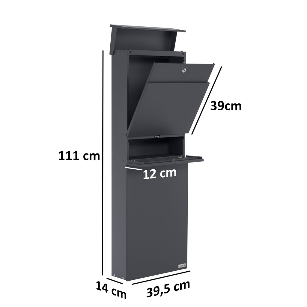 Mailbox, anthracite RAL7016, including newspaper compartment