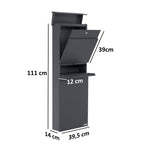 Boîte aux lettres, anthracite RAL 7016, avec compartiment journal