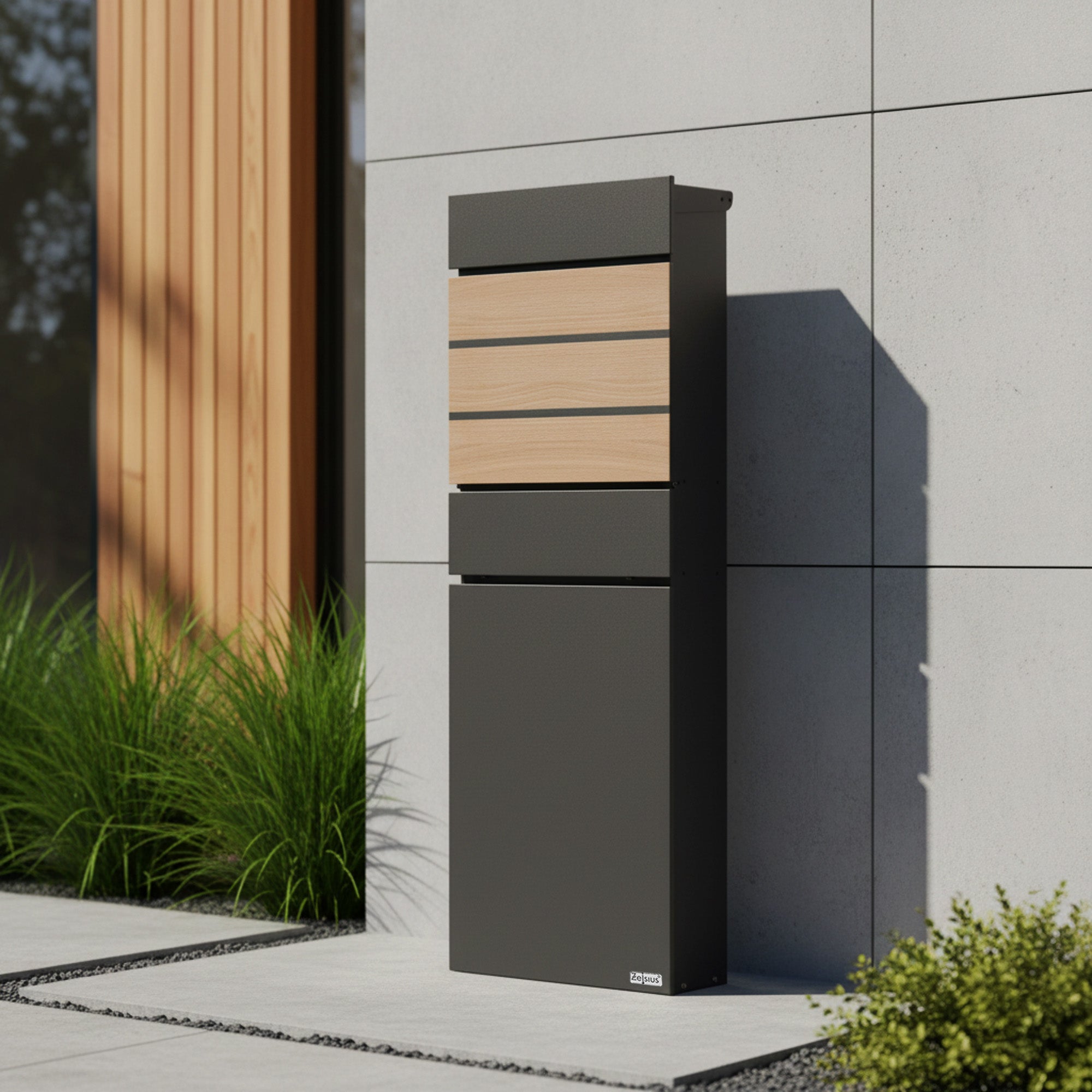 Mailbox, anthracite RAL7016, including newspaper compartment